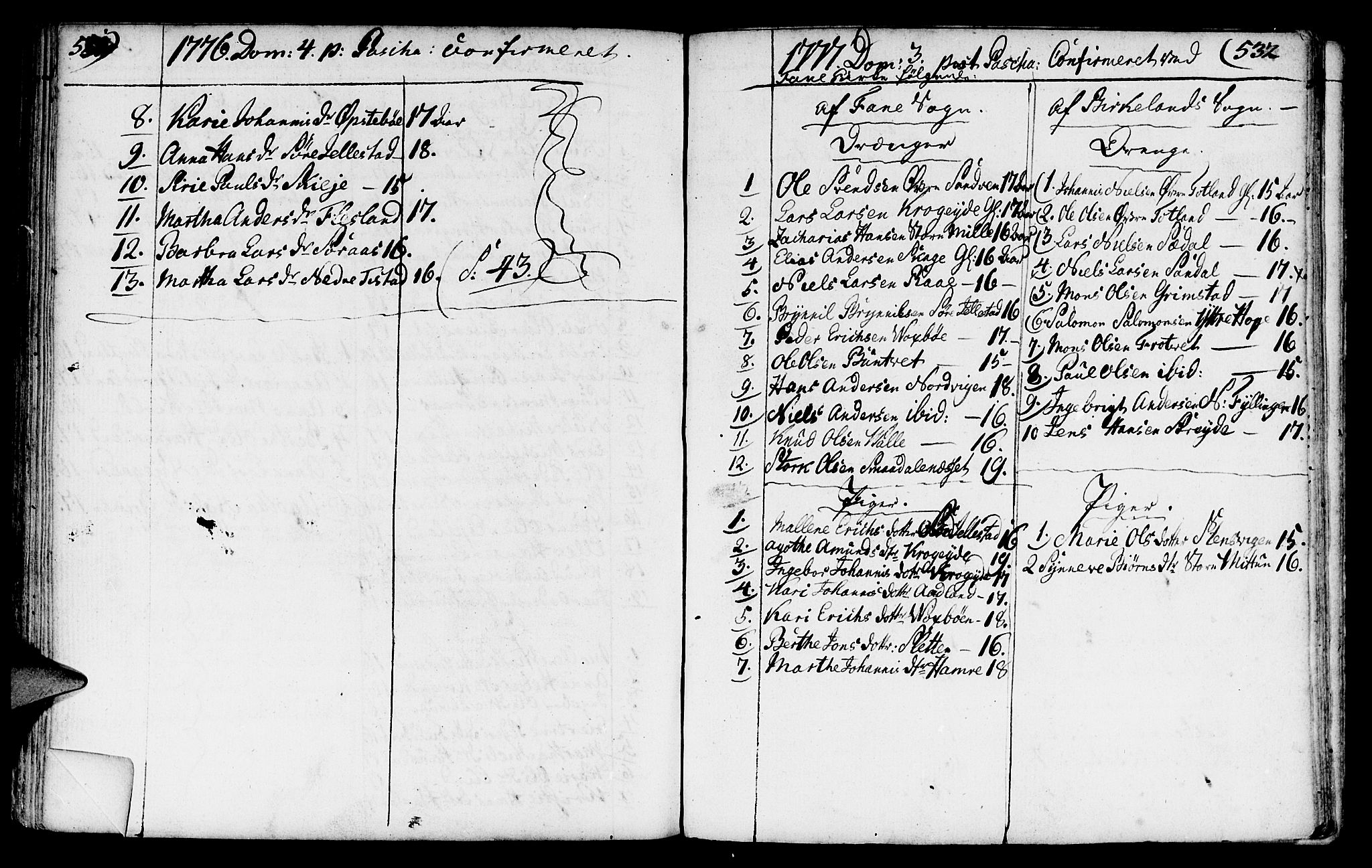 Fana Sokneprestembete, SAB/A-75101/H/Haa/Haaa/L0005: Parish register (official) no. A 5, 1773-1799, p. 531-532