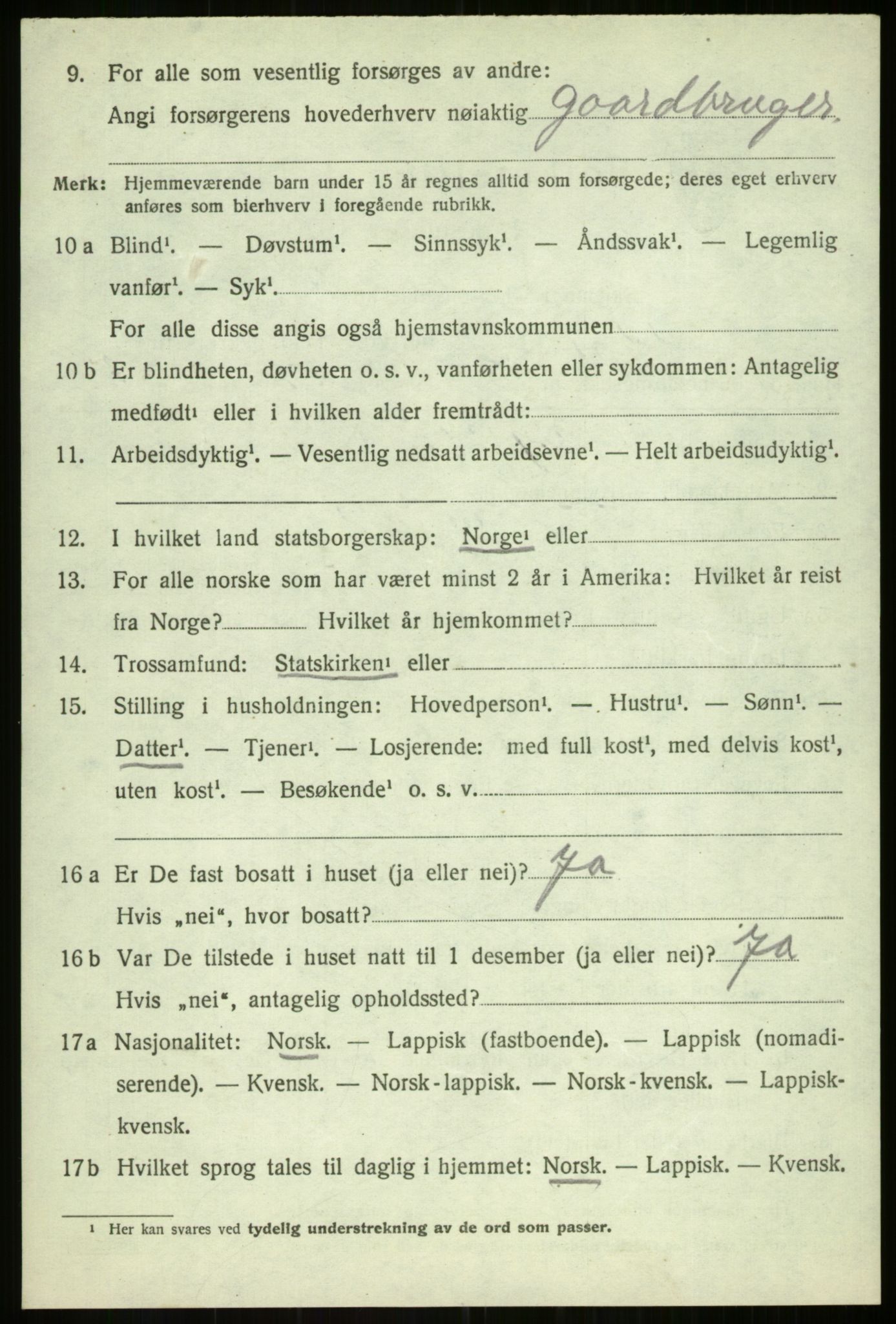 SATØ, 1920 census for Balsfjord, 1920, p. 3865