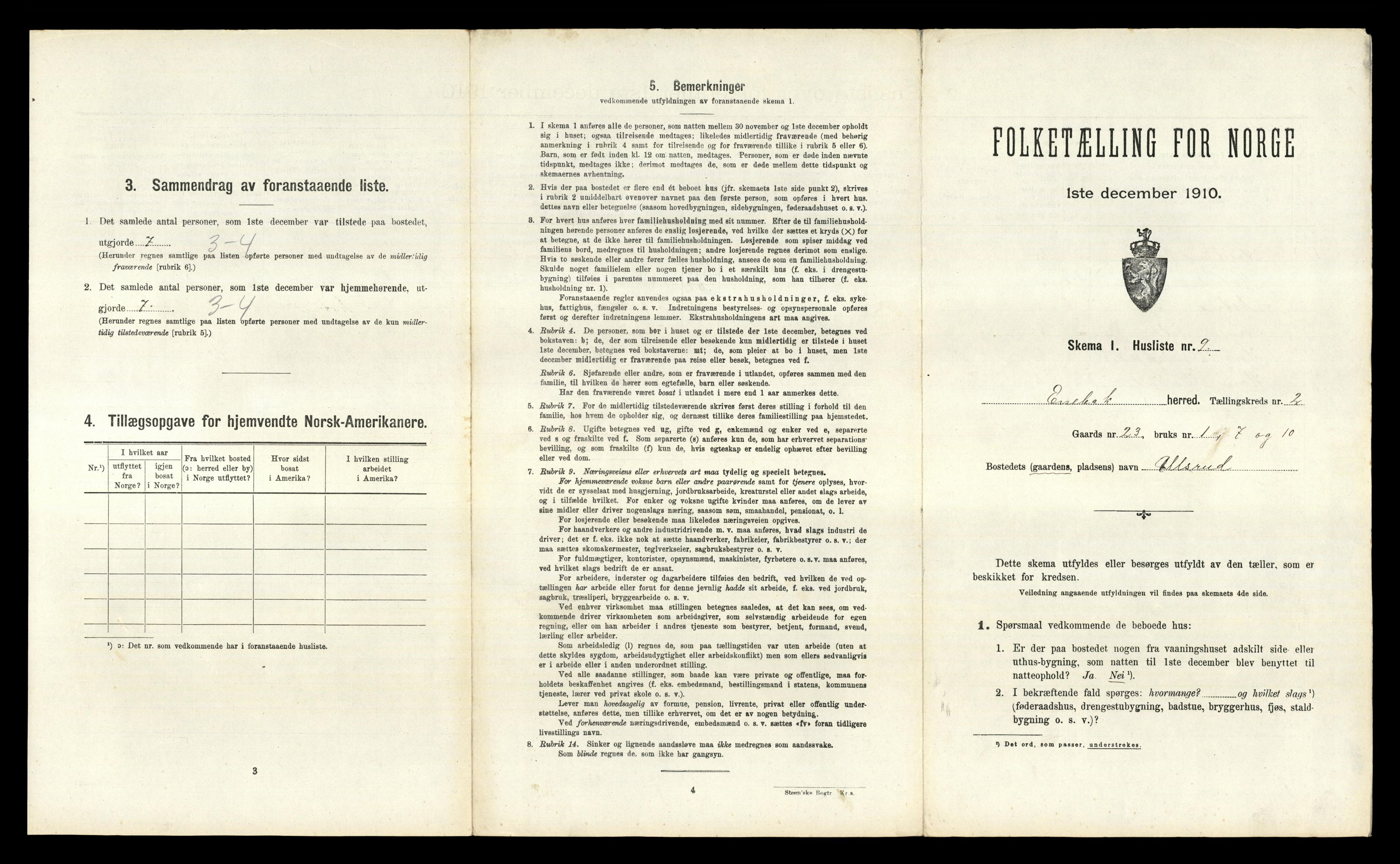 RA, 1910 census for Enebakk, 1910, p. 283