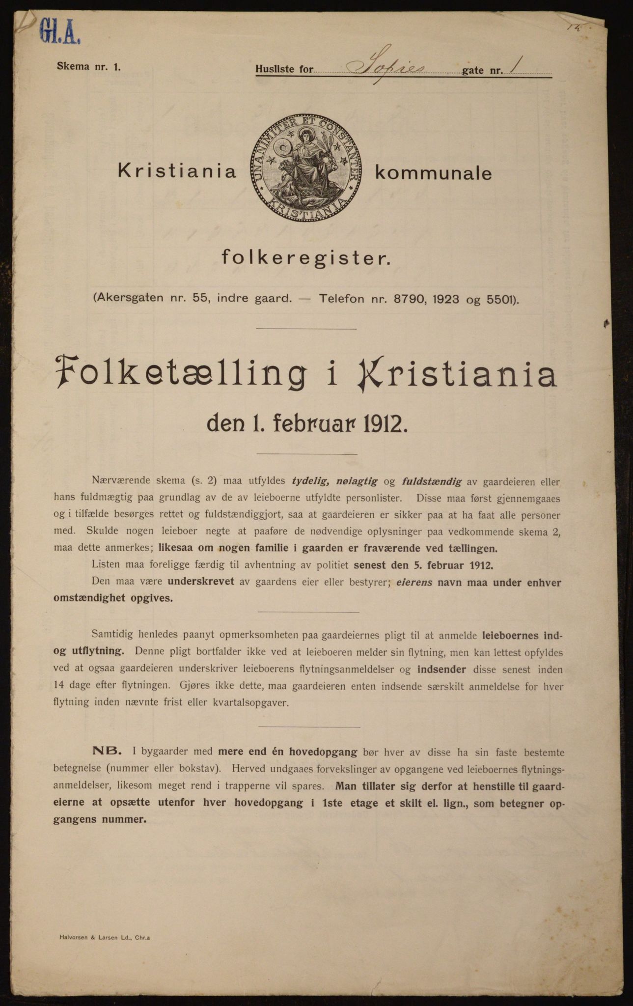 OBA, Municipal Census 1912 for Kristiania, 1912, p. 98982