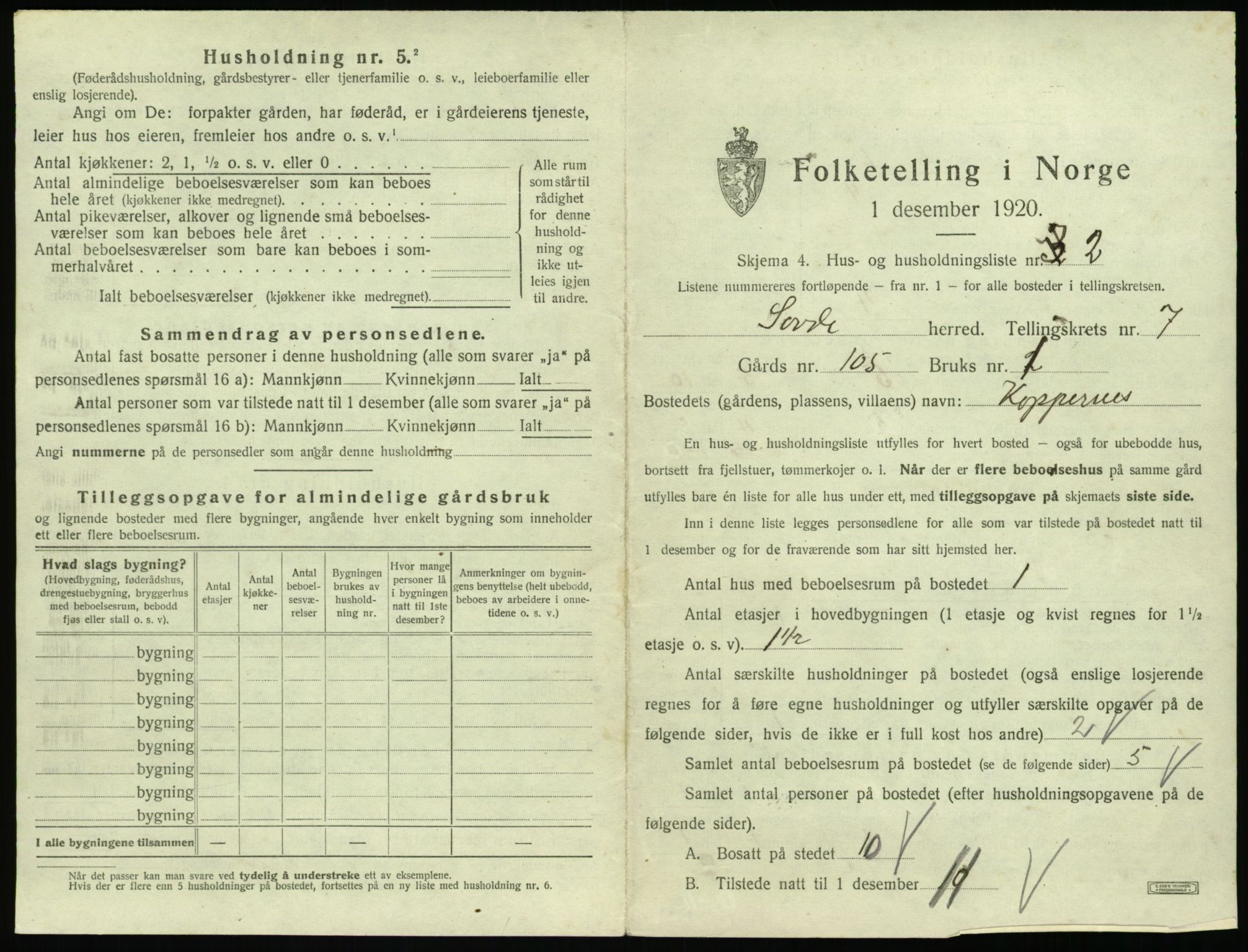 SAT, 1920 census for Syvde, 1920, p. 332