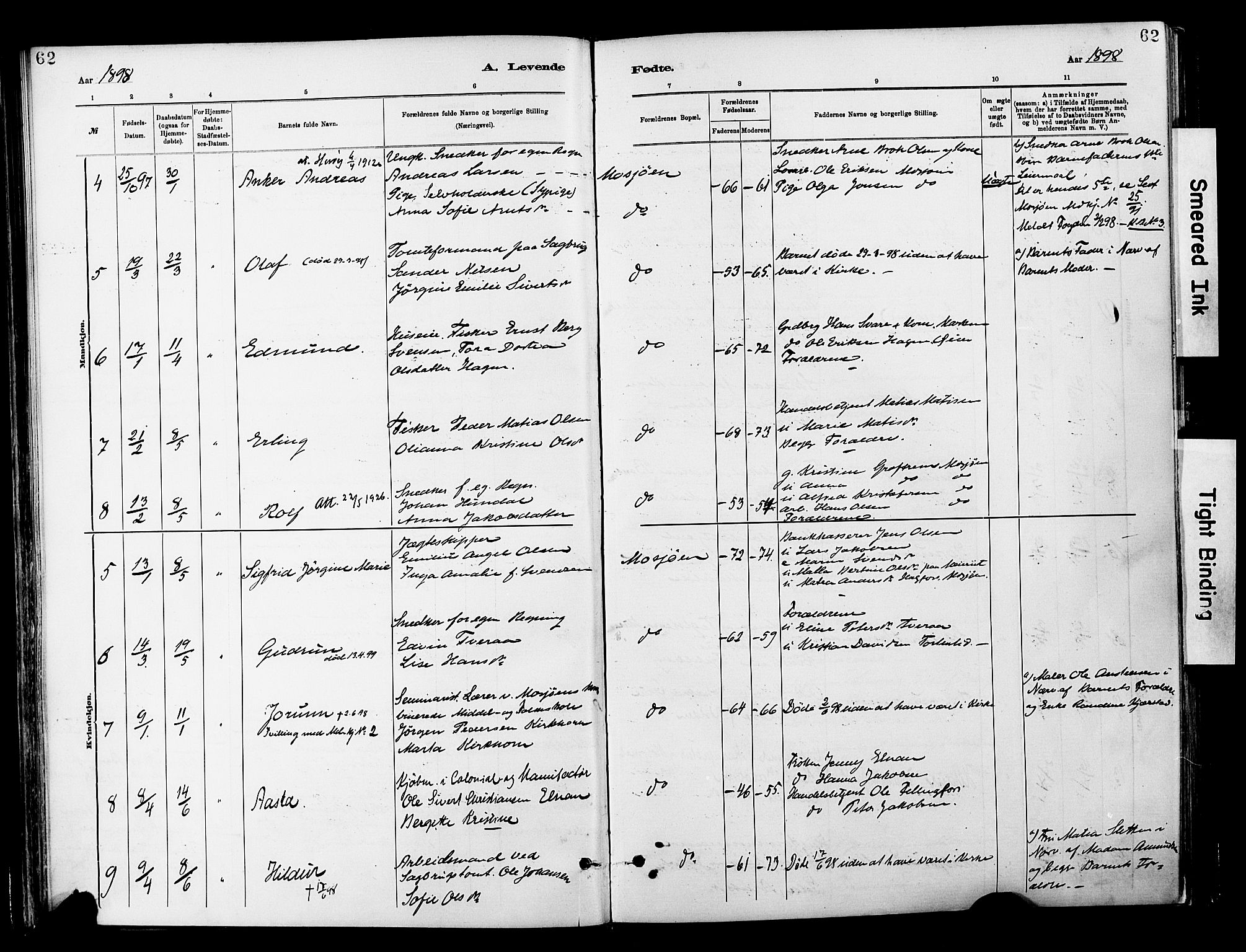 Ministerialprotokoller, klokkerbøker og fødselsregistre - Nordland, SAT/A-1459/820/L0296: Parish register (official) no. 820A17, 1880-1903, p. 62
