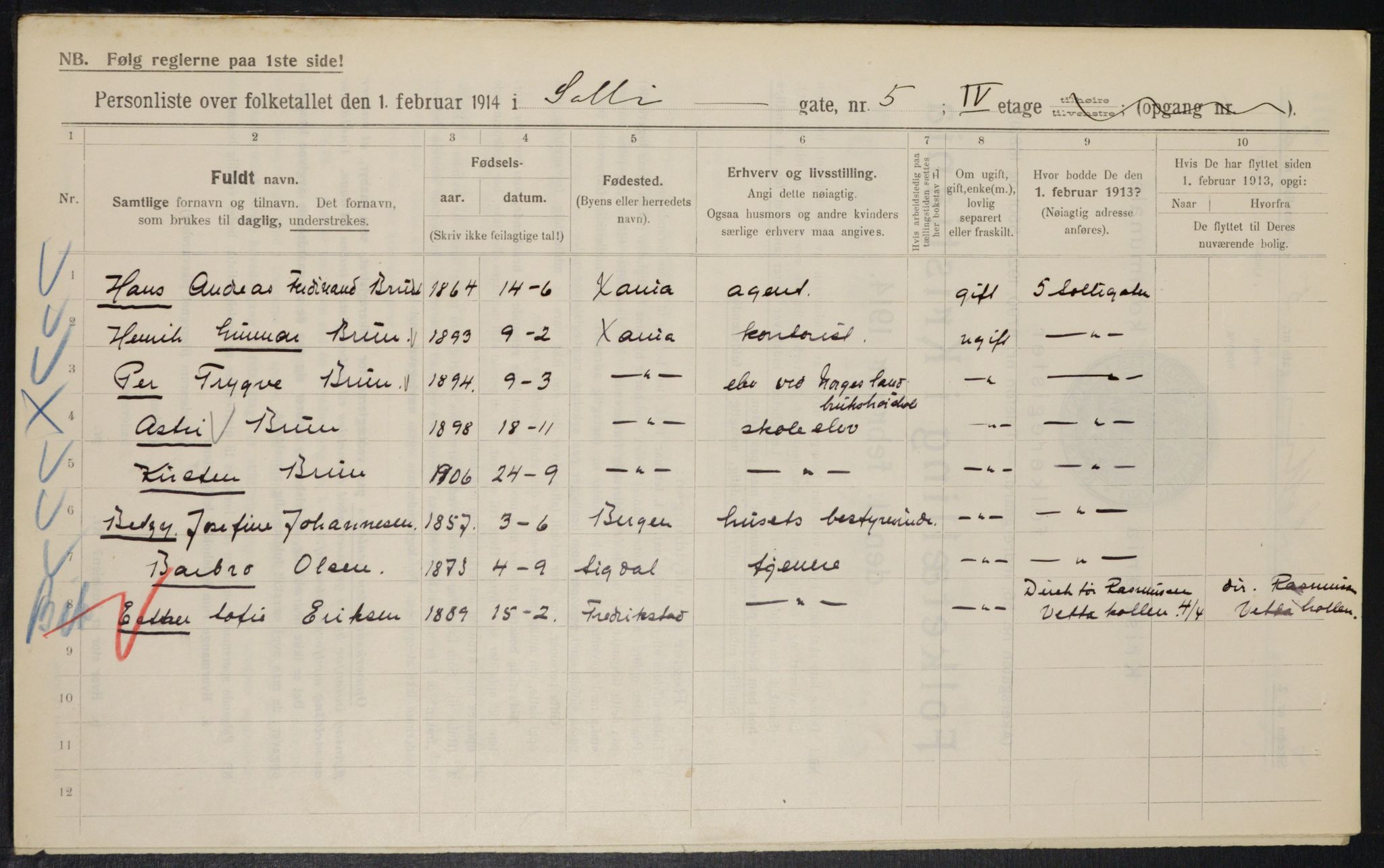 OBA, Municipal Census 1914 for Kristiania, 1914, p. 99551