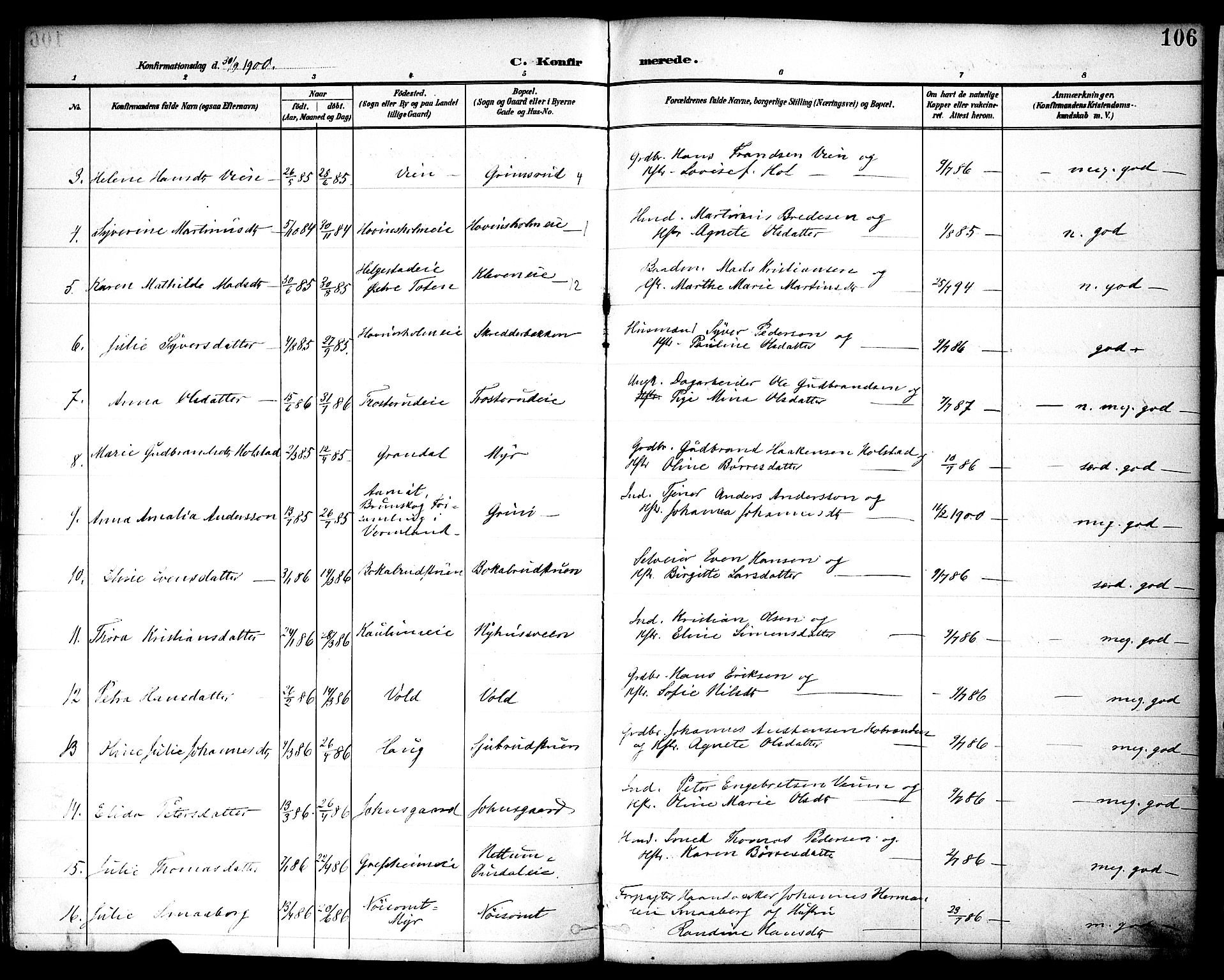 Nes prestekontor, Hedmark, AV/SAH-PREST-020/K/Ka/L0010: Parish register (official) no. 10, 1887-1905, p. 106