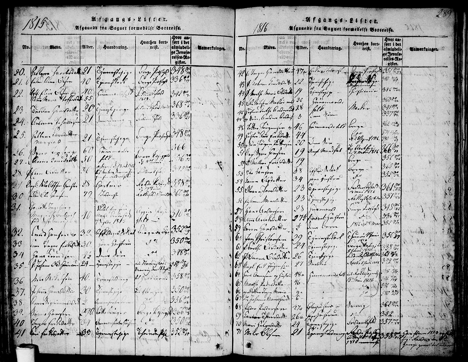 Skjeberg prestekontor Kirkebøker, AV/SAO-A-10923/F/Fa/L0004: Parish register (official) no. I 4, 1815-1830, p. 289