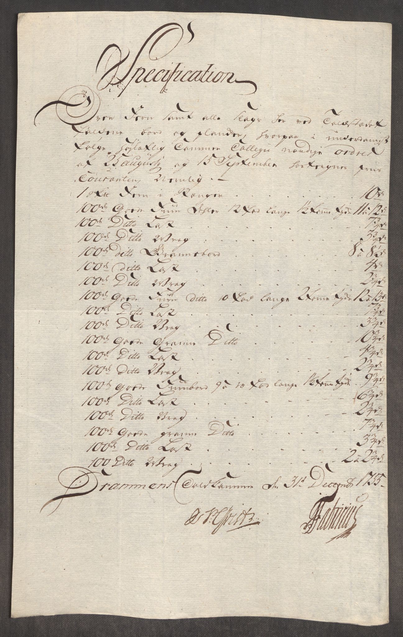 Rentekammeret inntil 1814, Realistisk ordnet avdeling, AV/RA-EA-4070/Oe/L0005: [Ø1]: Priskuranter, 1753-1757, p. 447