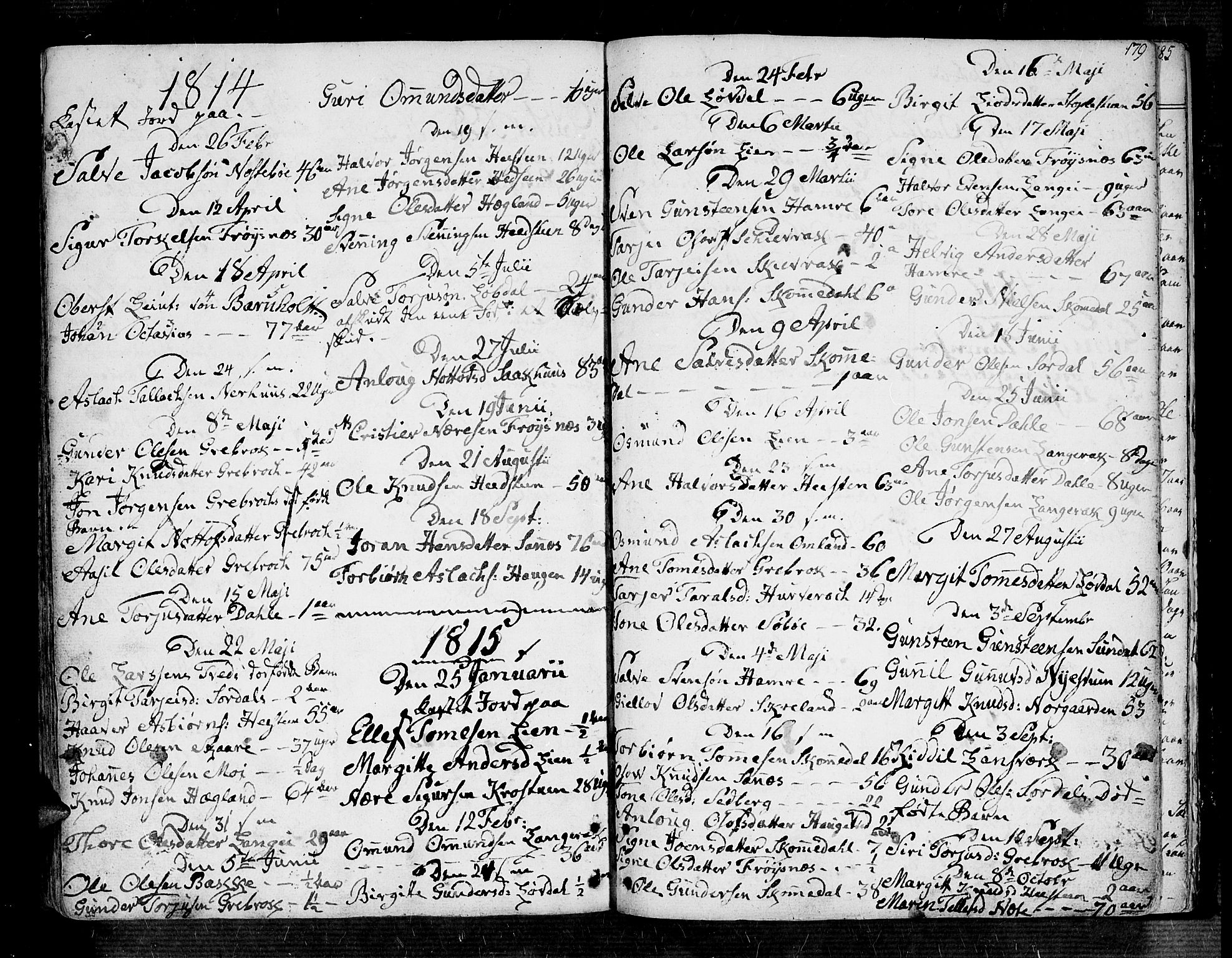 Bygland sokneprestkontor, SAK/1111-0006/F/Fa/Fab/L0002: Parish register (official) no. A 2, 1766-1816, p. 179