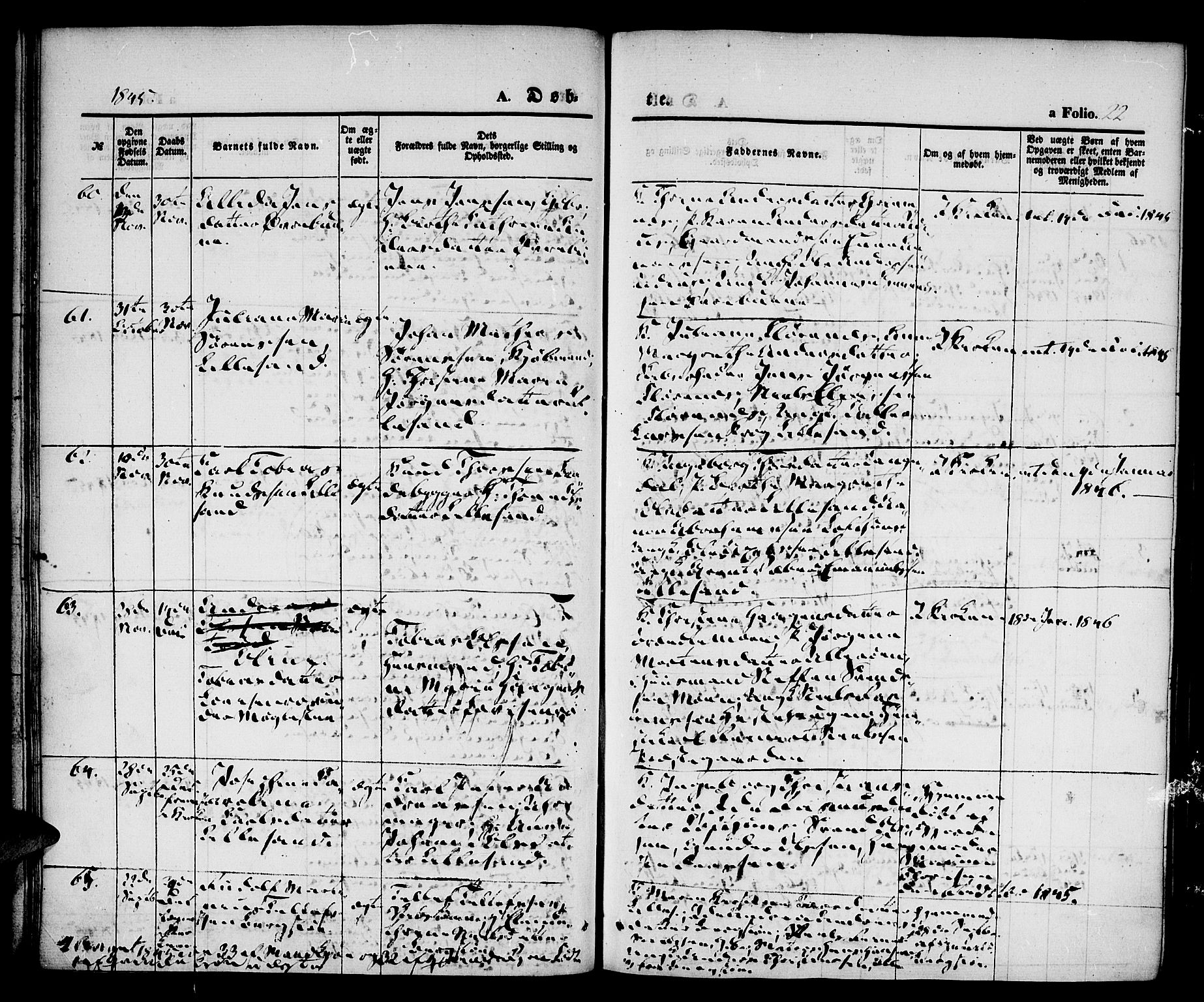 Vestre Moland sokneprestkontor, AV/SAK-1111-0046/F/Fa/Fab/L0005: Parish register (official) no. A 5, 1841-1849, p. 22