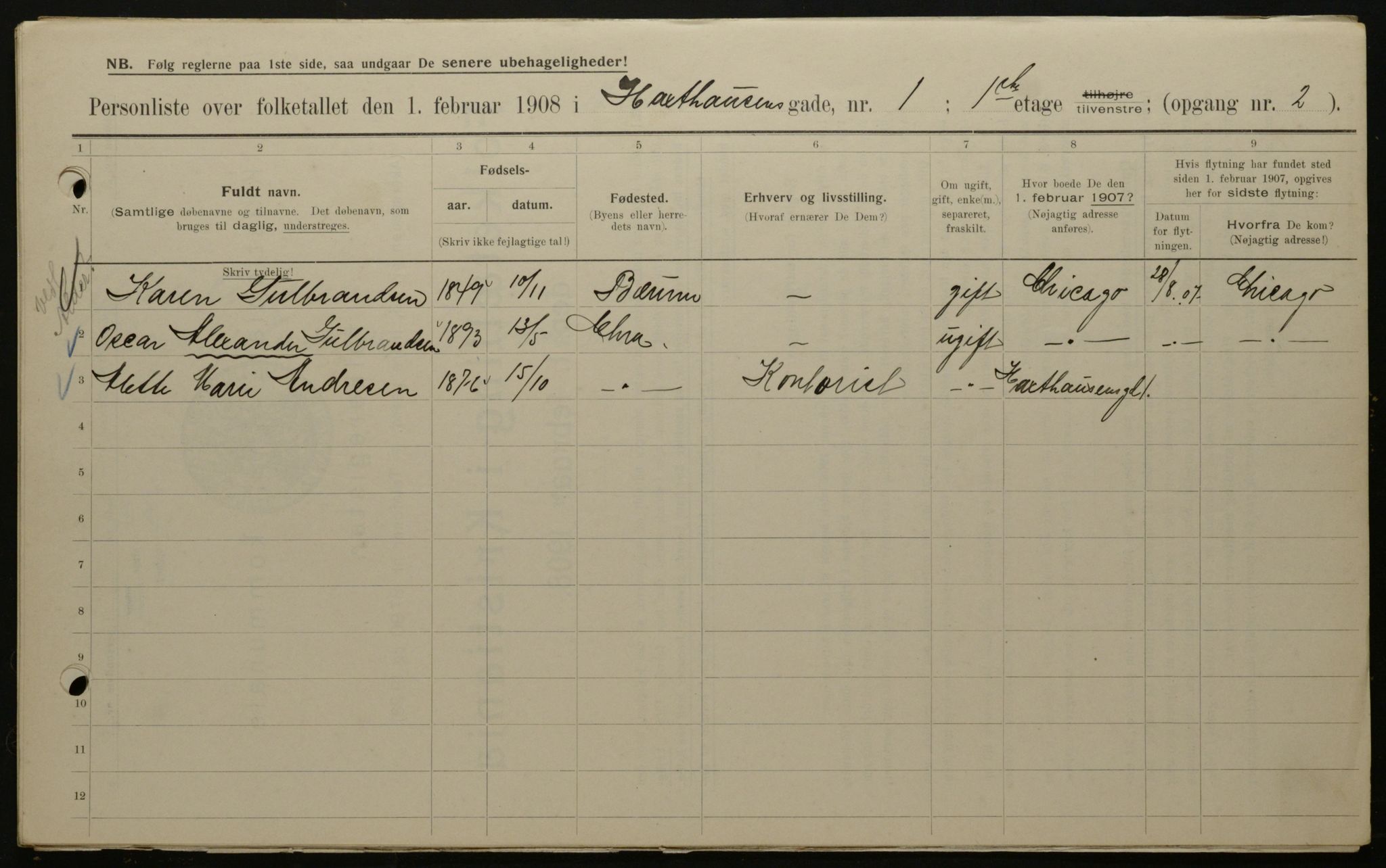 OBA, Municipal Census 1908 for Kristiania, 1908, p. 32015