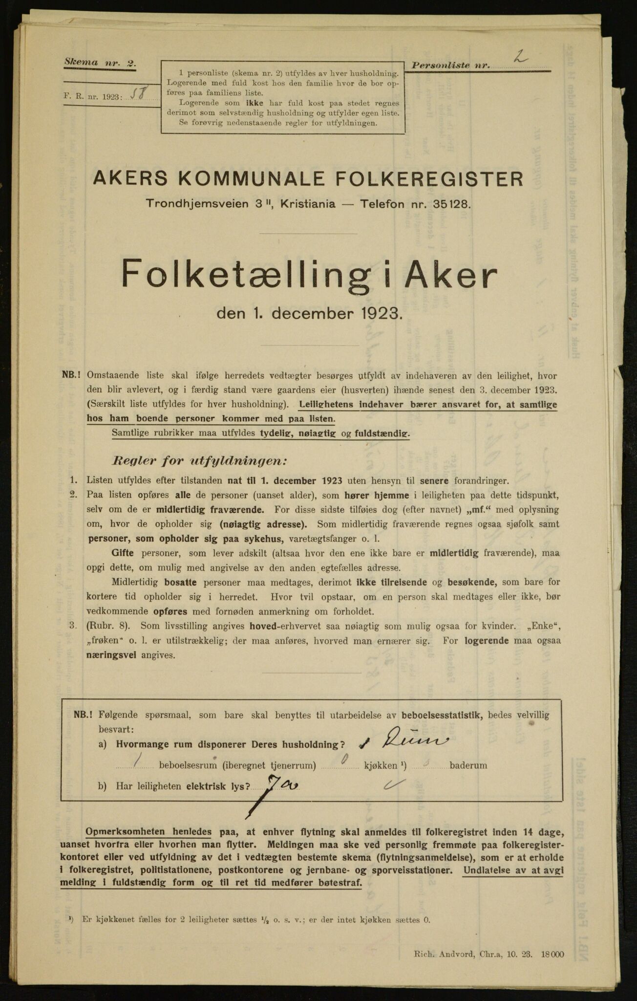 , Municipal Census 1923 for Aker, 1923, p. 7794