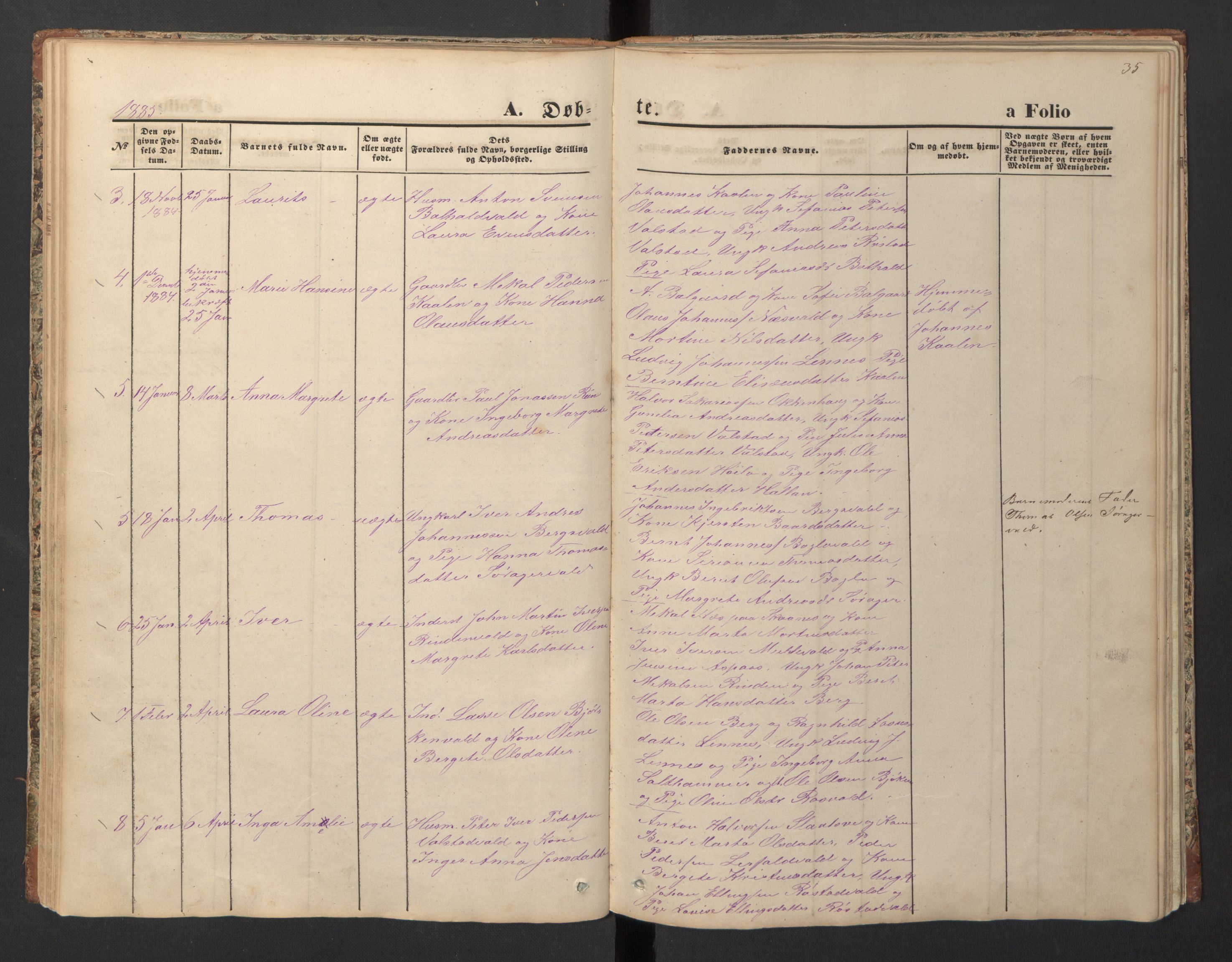 Ministerialprotokoller, klokkerbøker og fødselsregistre - Nord-Trøndelag, SAT/A-1458/726/L0271: Parish register (copy) no. 726C02, 1869-1897, p. 35
