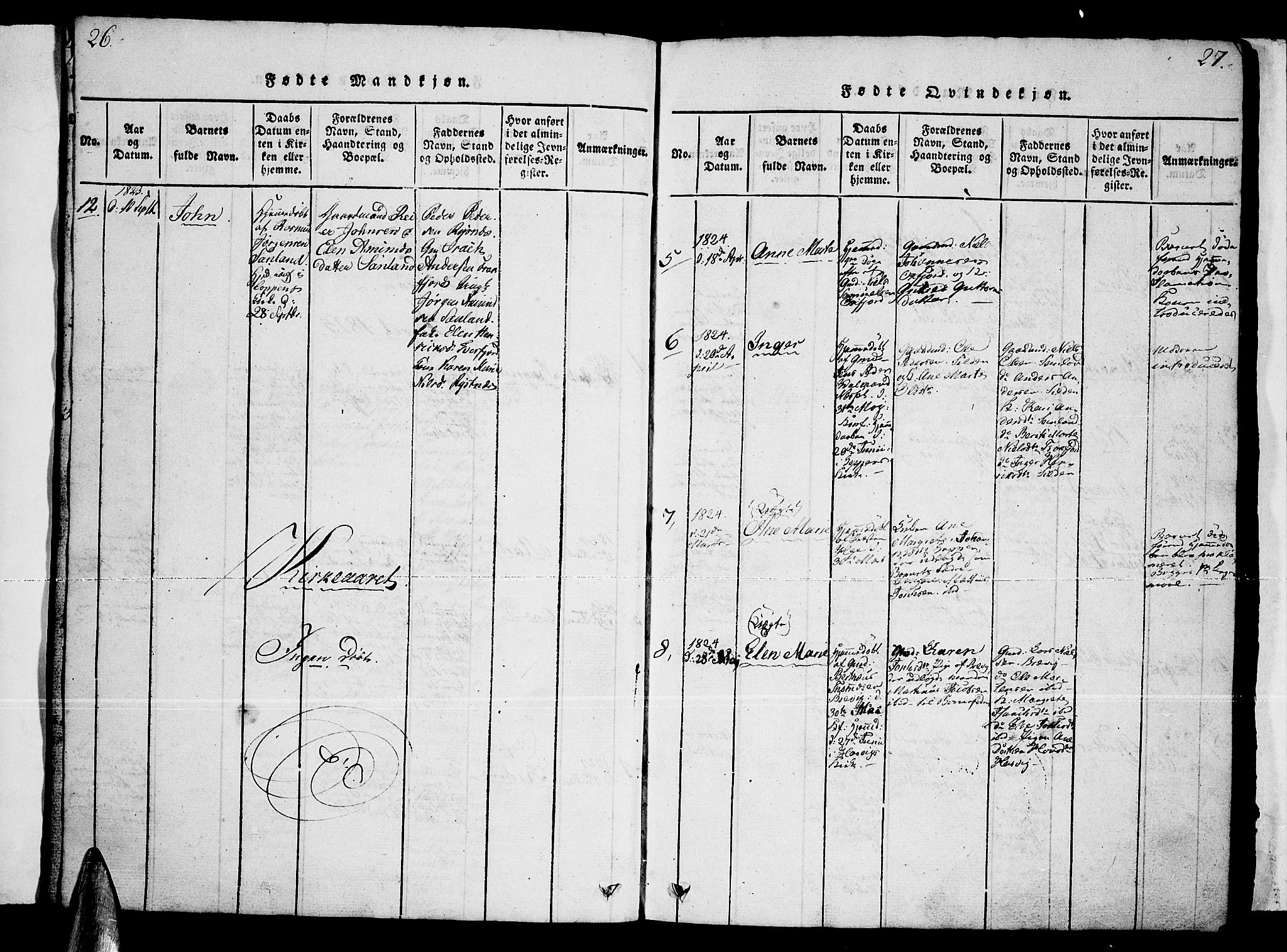 Loppa sokneprestkontor, AV/SATØ-S-1339/H/Hb/L0001klokker: Parish register (copy) no. 1, 1820-1849, p. 26-27