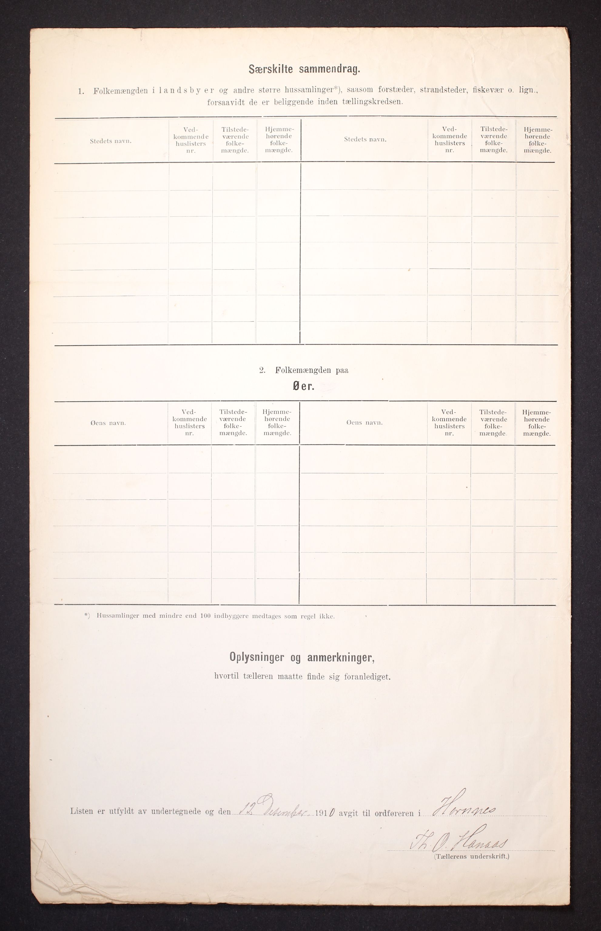 RA, 1910 census for Hornnes, 1910, p. 24