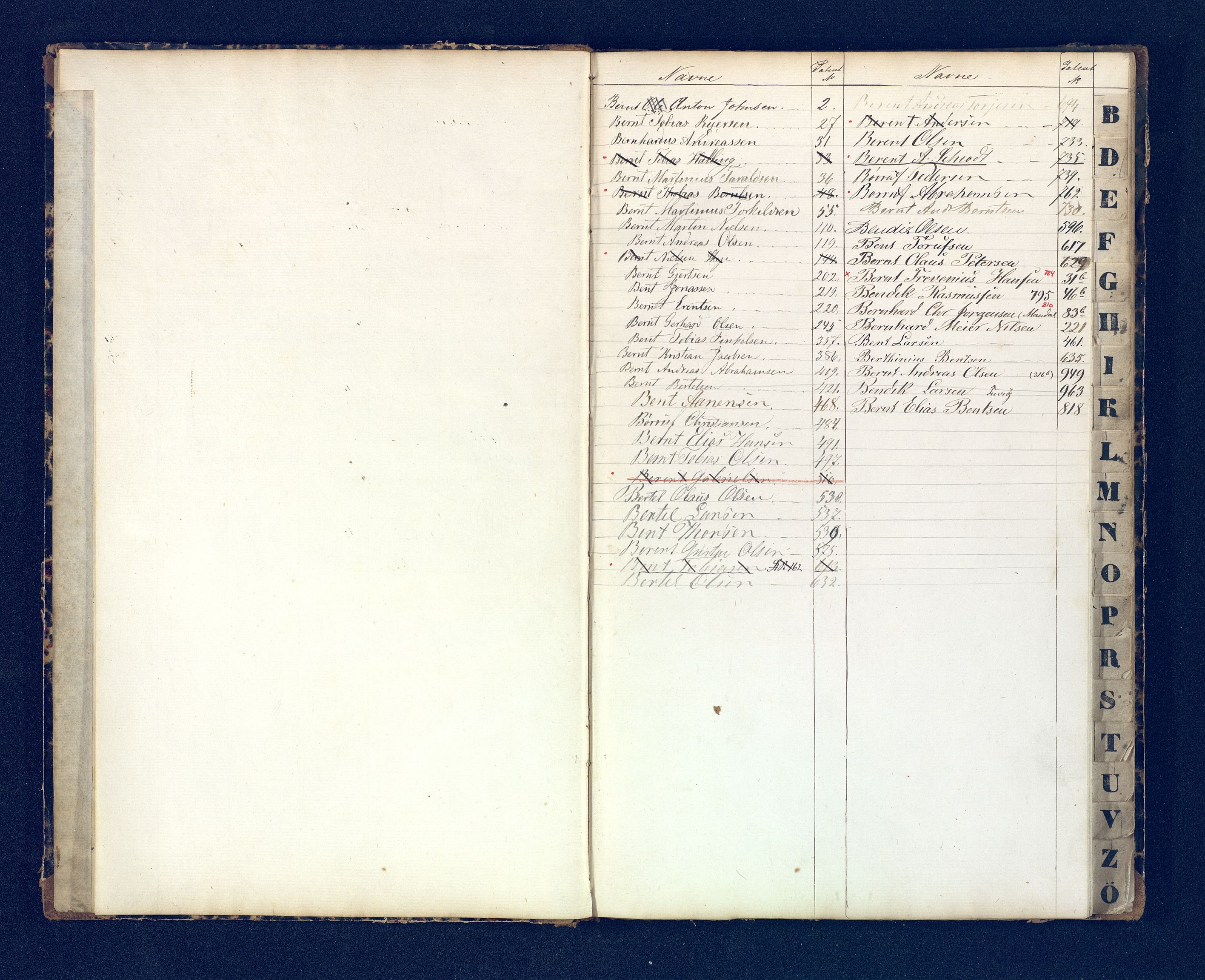 Mandal mønstringskrets, SAK/2031-0016/F/Fb/L0017/0001: Register til annontasjonsrulle og hovedrulle, Y-37 / Register til hovedrulle Y-19 (2 stykker), 1860-1866, p. 49