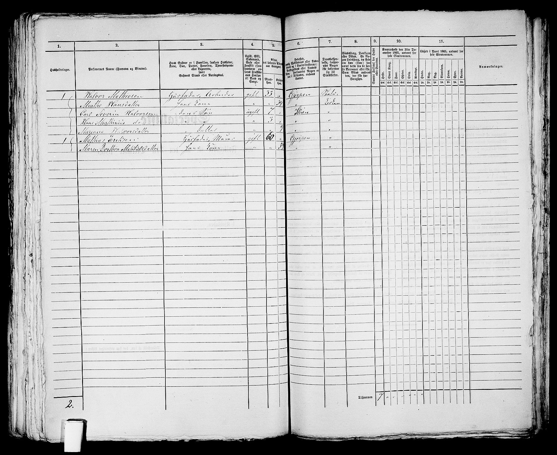 RA, 1865 census for Skien, 1865, p. 1104