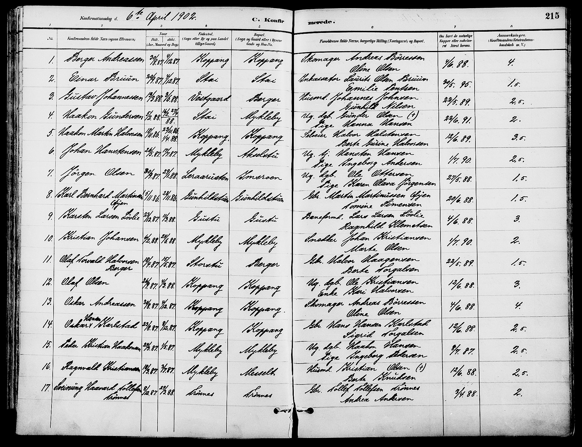 Stor-Elvdal prestekontor, SAH/PREST-052/H/Ha/Haa/L0002: Parish register (official) no. 2, 1882-1907, p. 215