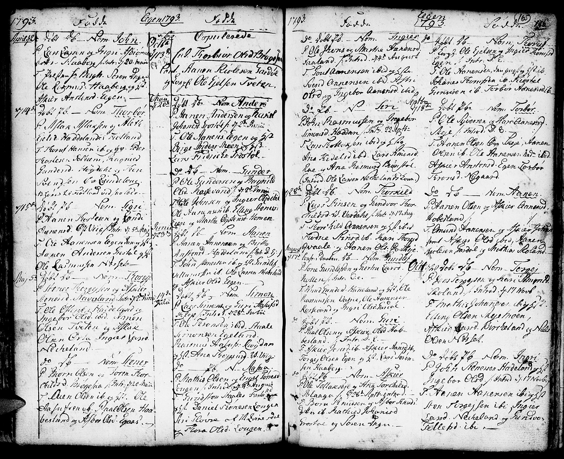 Hægebostad sokneprestkontor, SAK/1111-0024/F/Fa/Faa/L0001: Parish register (official) no. A 1 /2, 1760-1823, p. 165