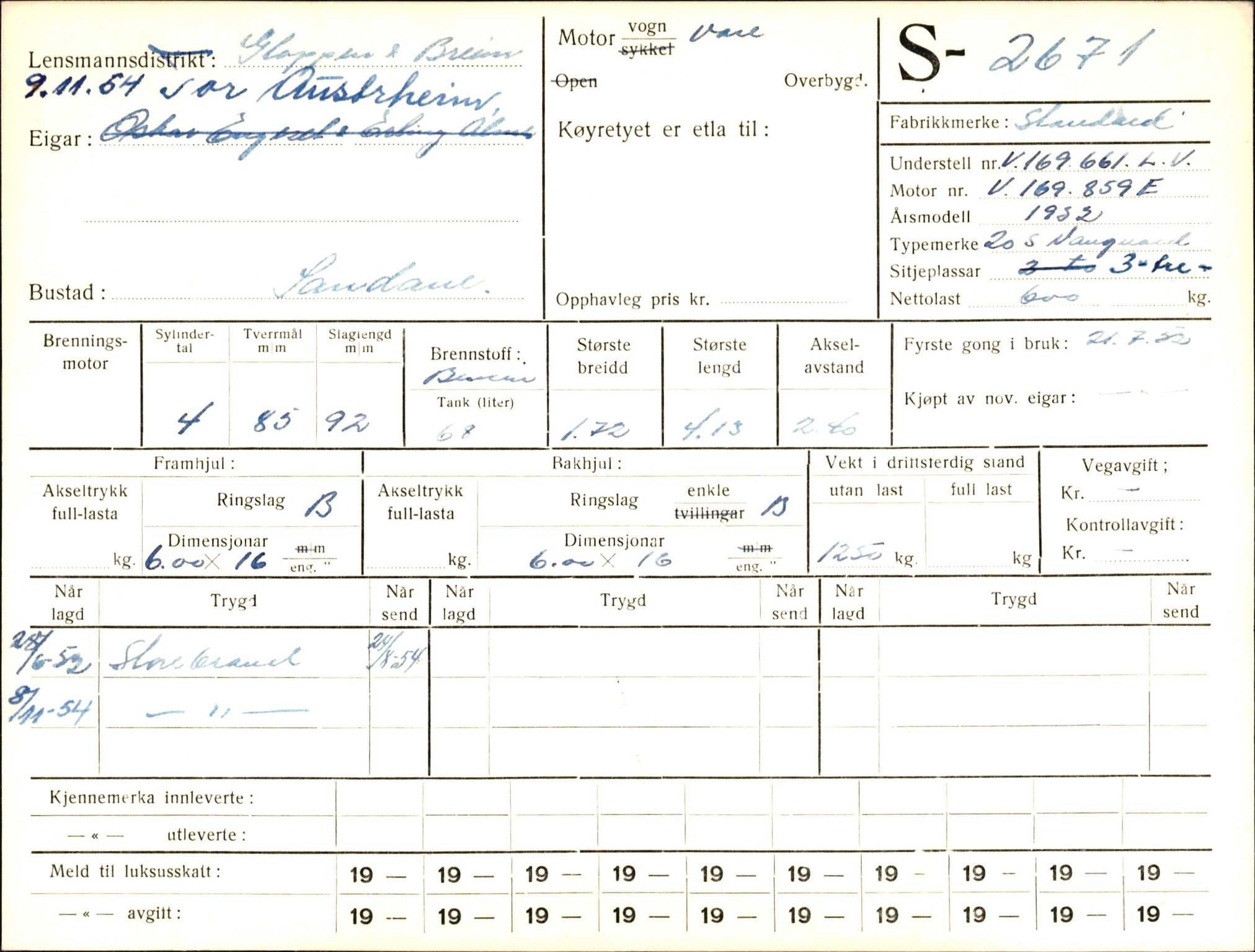Statens vegvesen, Sogn og Fjordane vegkontor, AV/SAB-A-5301/4/F/L0004: Registerkort utmeldte Fjordane S2500-2700, S7200-7899, 1930-1961, p. 221