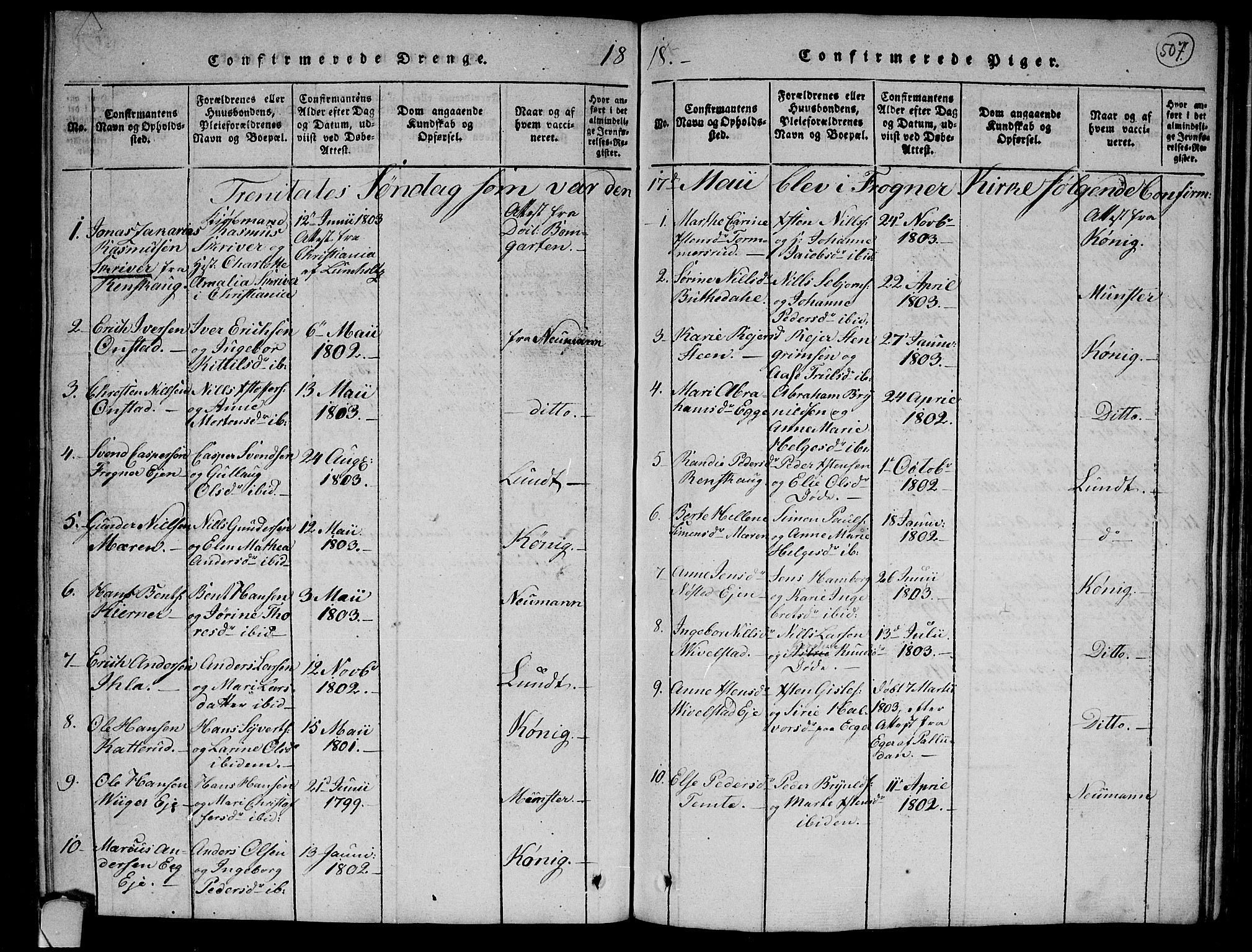 Lier kirkebøker, AV/SAKO-A-230/F/Fa/L0008: Parish register (official) no. I 8, 1813-1825, p. 506-507