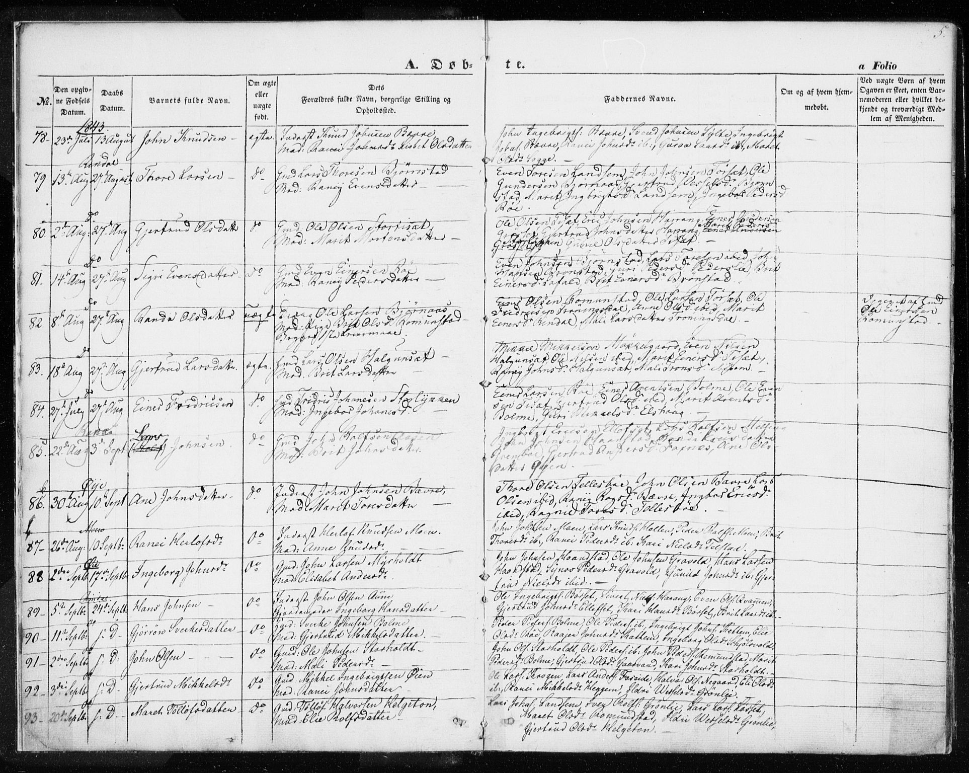 Ministerialprotokoller, klokkerbøker og fødselsregistre - Møre og Romsdal, SAT/A-1454/595/L1043: Parish register (official) no. 595A05, 1843-1851, p. 5