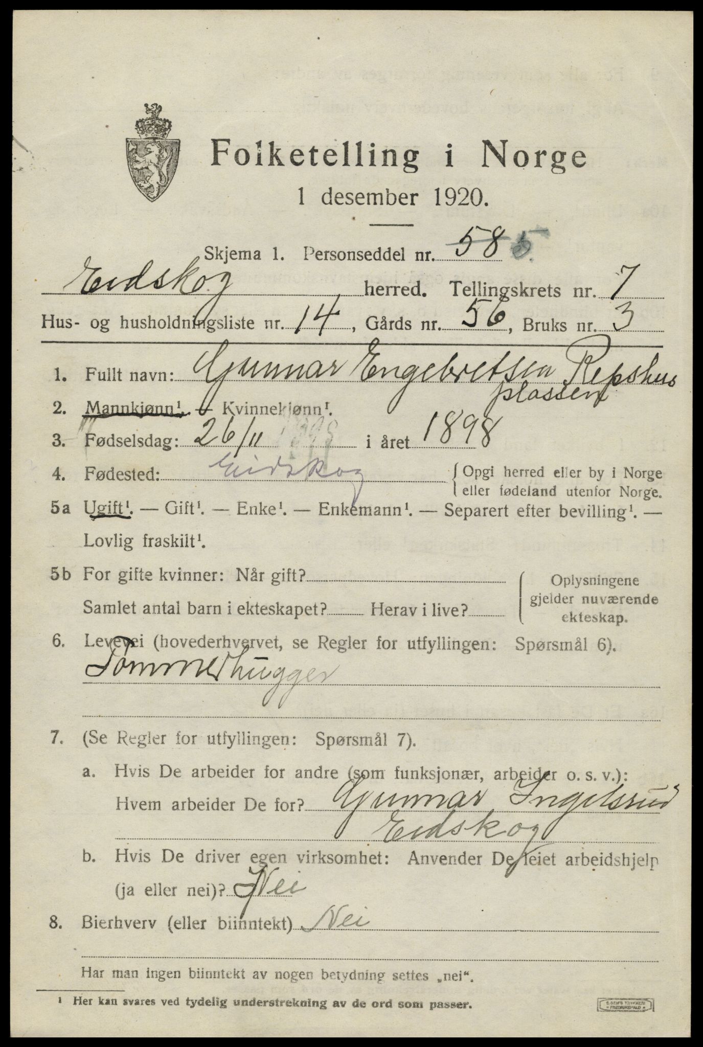 SAH, 1920 census for Eidskog, 1920, p. 8553