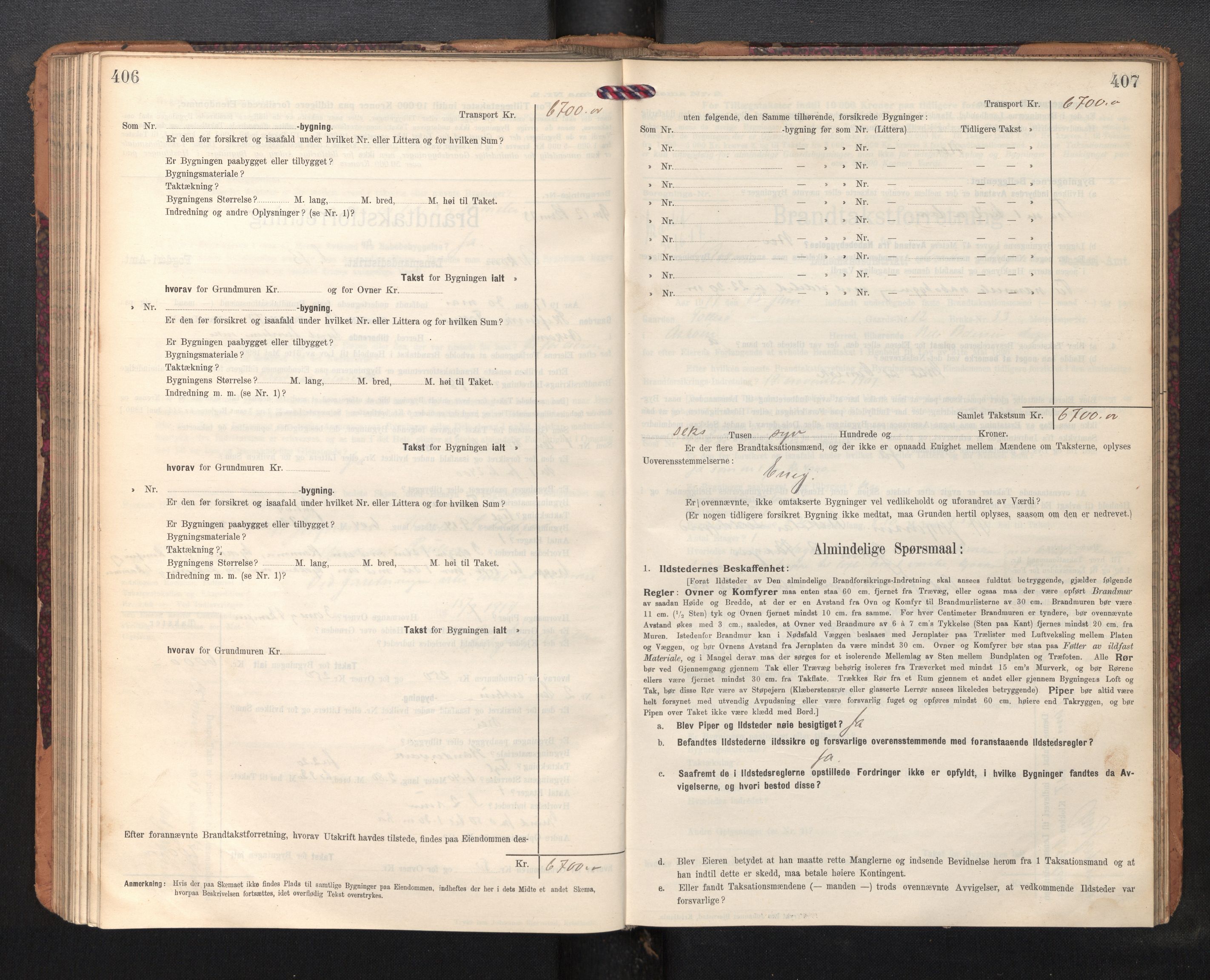 Lensmannen i Askøy, AV/SAB-A-31001/0012/L0007: Branntakstprotokoll, skjematakst, 1910-1919, p. 406-407