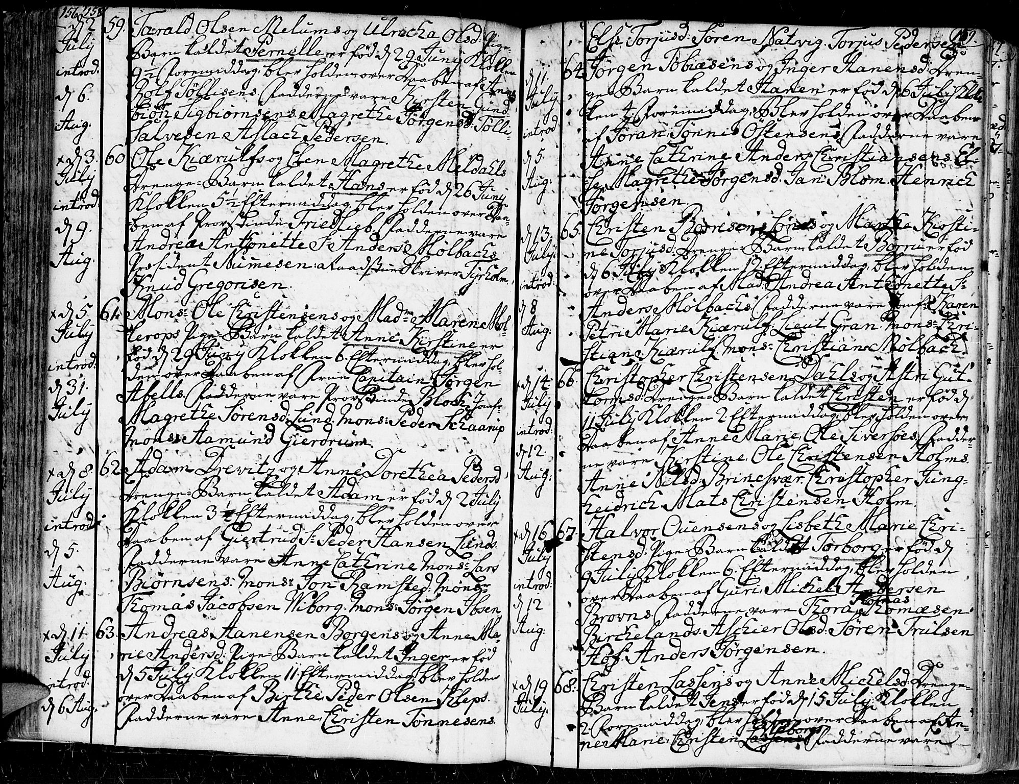Kristiansand domprosti, SAK/1112-0006/F/Fa/L0002: Parish register (official) no. A 2, 1755-1778, p. 158-159