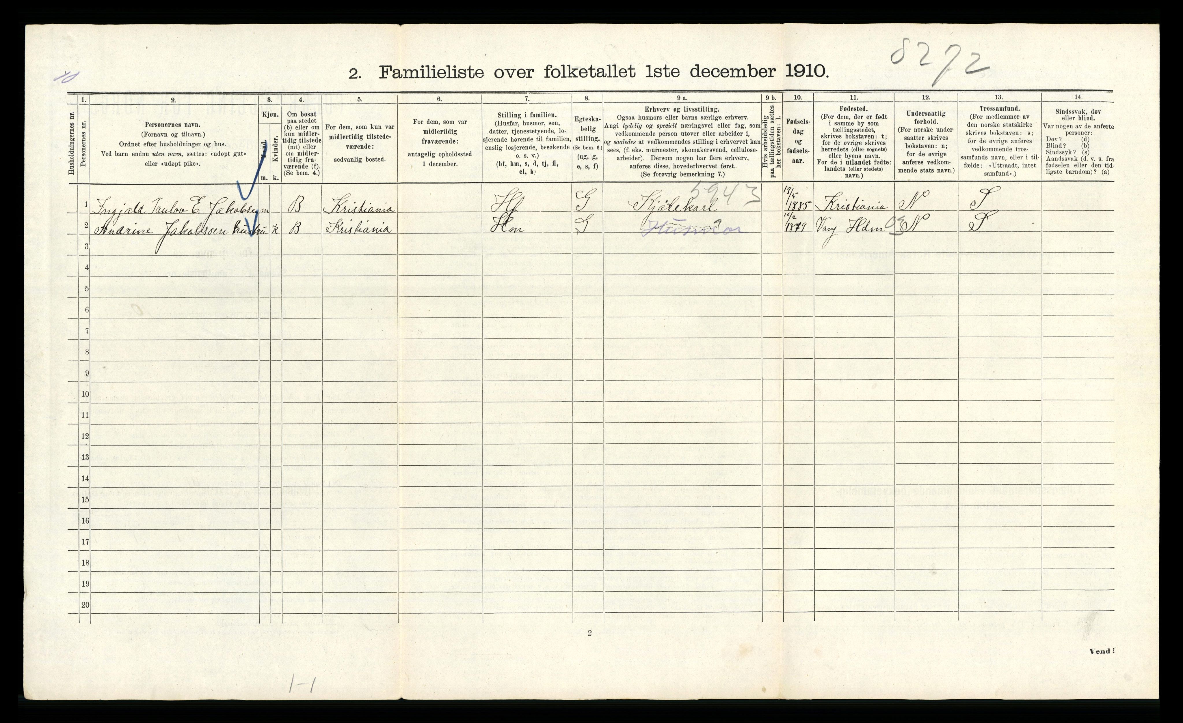 RA, 1910 census for Kristiania, 1910, p. 80758