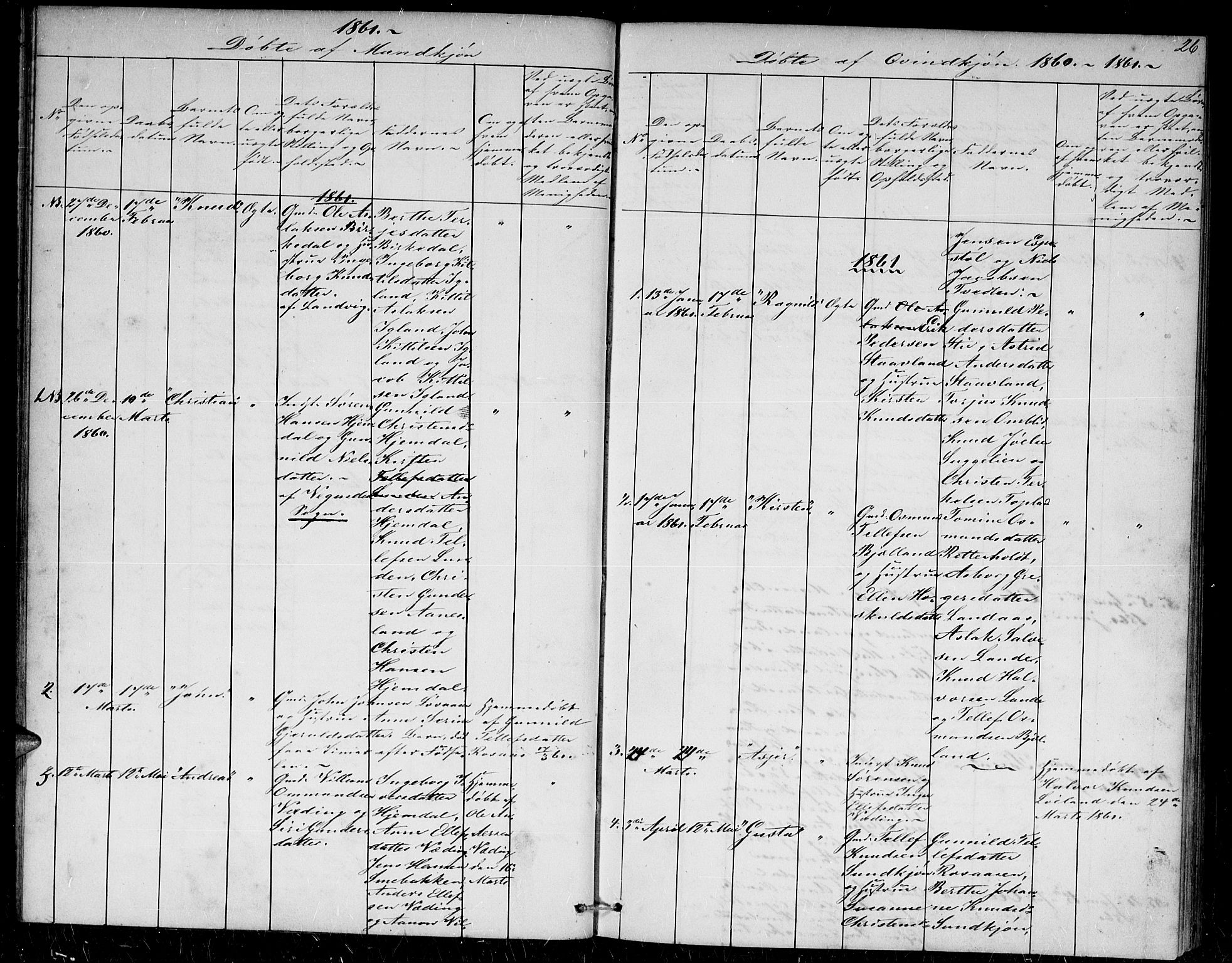 Herefoss sokneprestkontor, AV/SAK-1111-0019/F/Fb/Fba/L0001: Parish register (copy) no. B 1, 1851-1868, p. 26