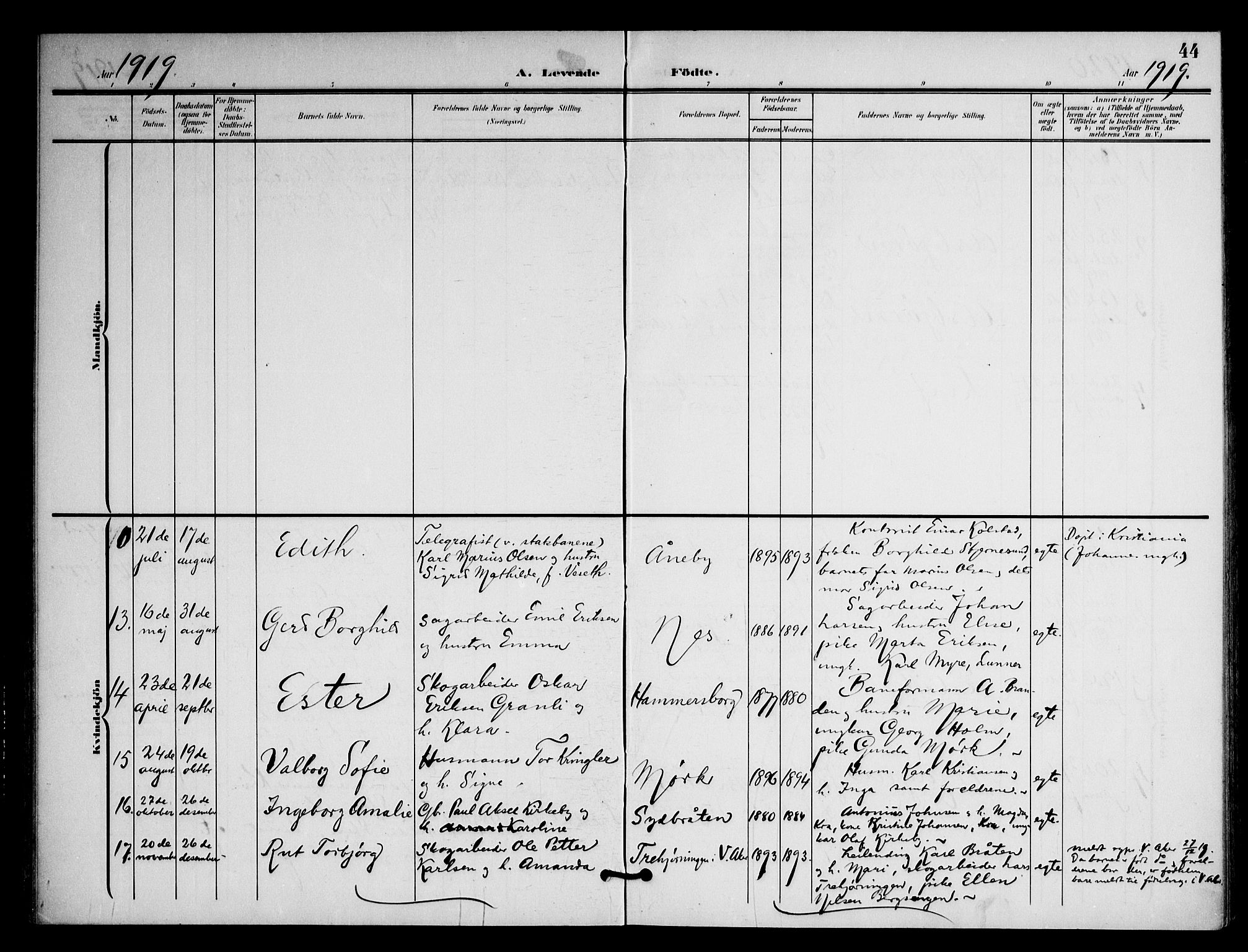 Nittedal prestekontor Kirkebøker, AV/SAO-A-10365a/F/Fb/L0002: Parish register (official) no. II 2, 1902-1921, p. 44