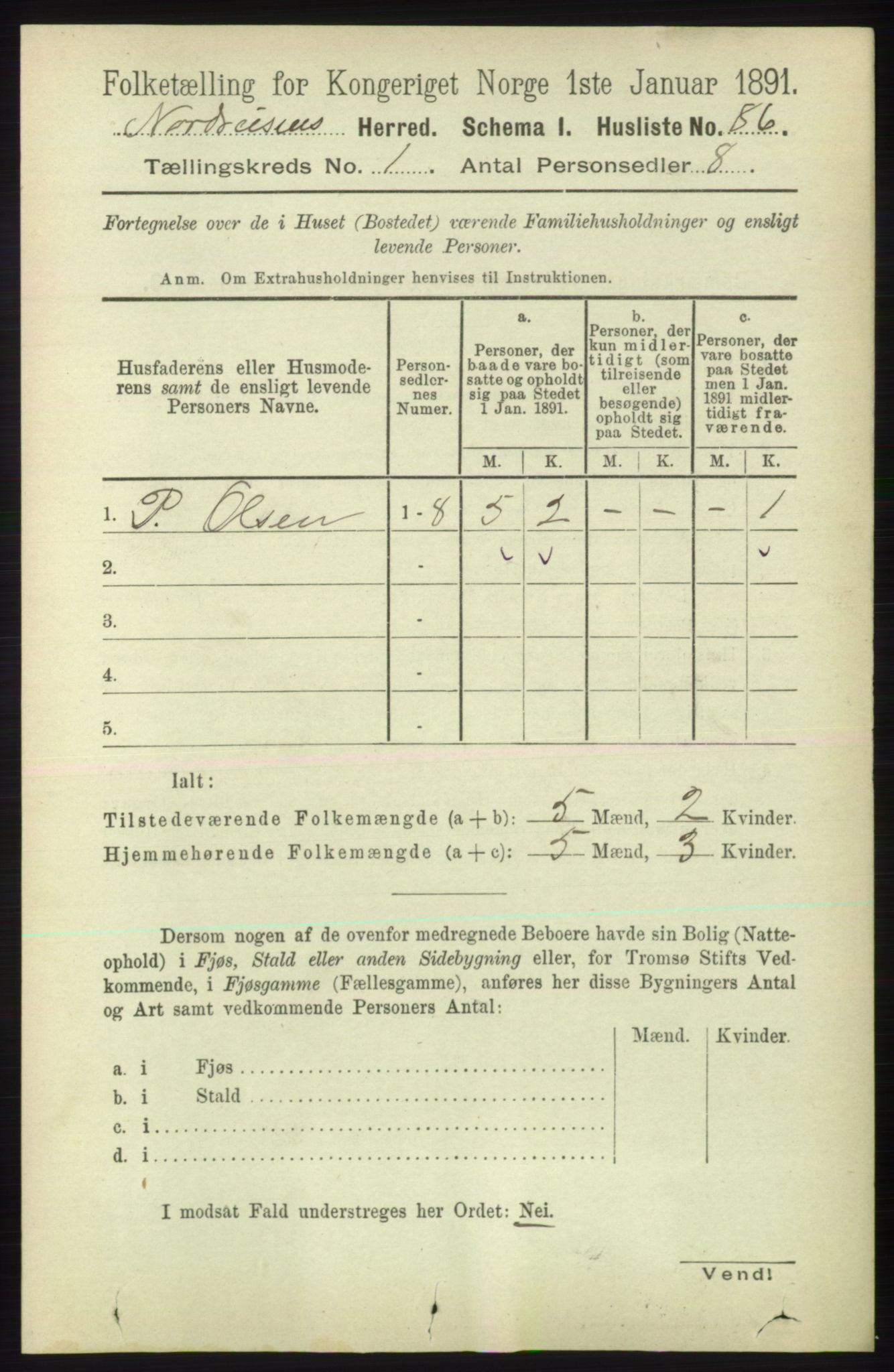 RA, 1891 census for 1942 Nordreisa, 1891, p. 99