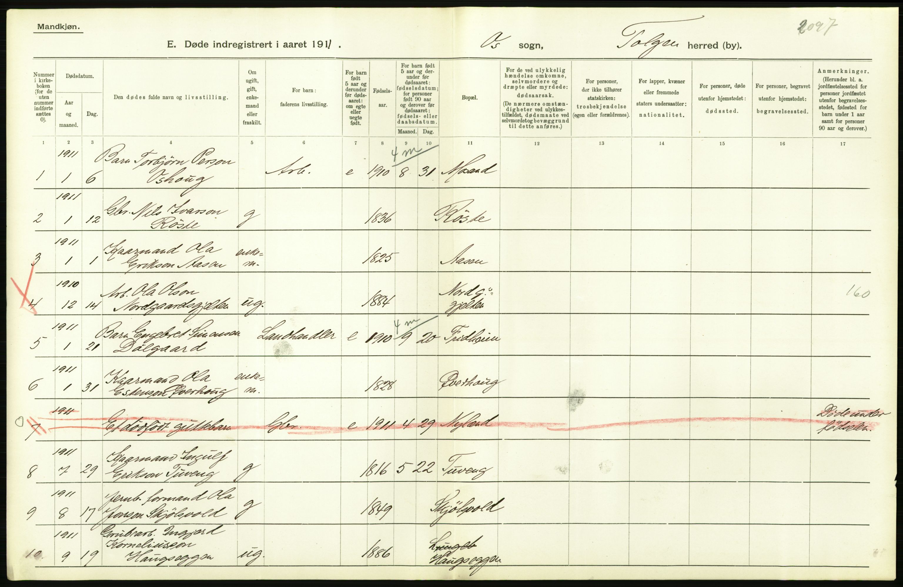 Statistisk sentralbyrå, Sosiodemografiske emner, Befolkning, AV/RA-S-2228/D/Df/Dfb/Dfba/L0012: Hedemarkens amt: Gifte, døde, dødfødte. Bygder og byer., 1911, p. 414