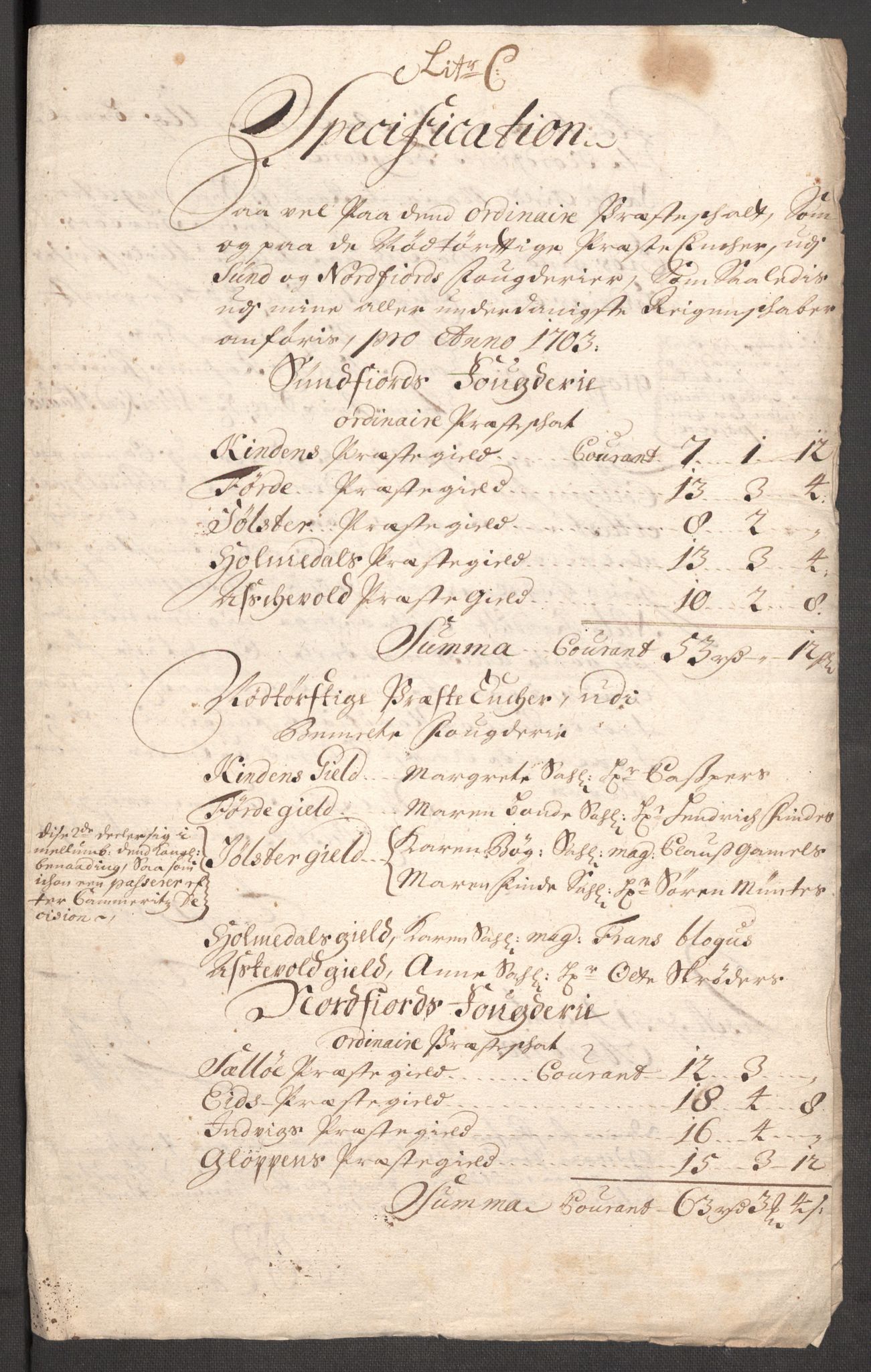 Rentekammeret inntil 1814, Reviderte regnskaper, Fogderegnskap, RA/EA-4092/R53/L3427: Fogderegnskap Sunn- og Nordfjord, 1703, p. 121