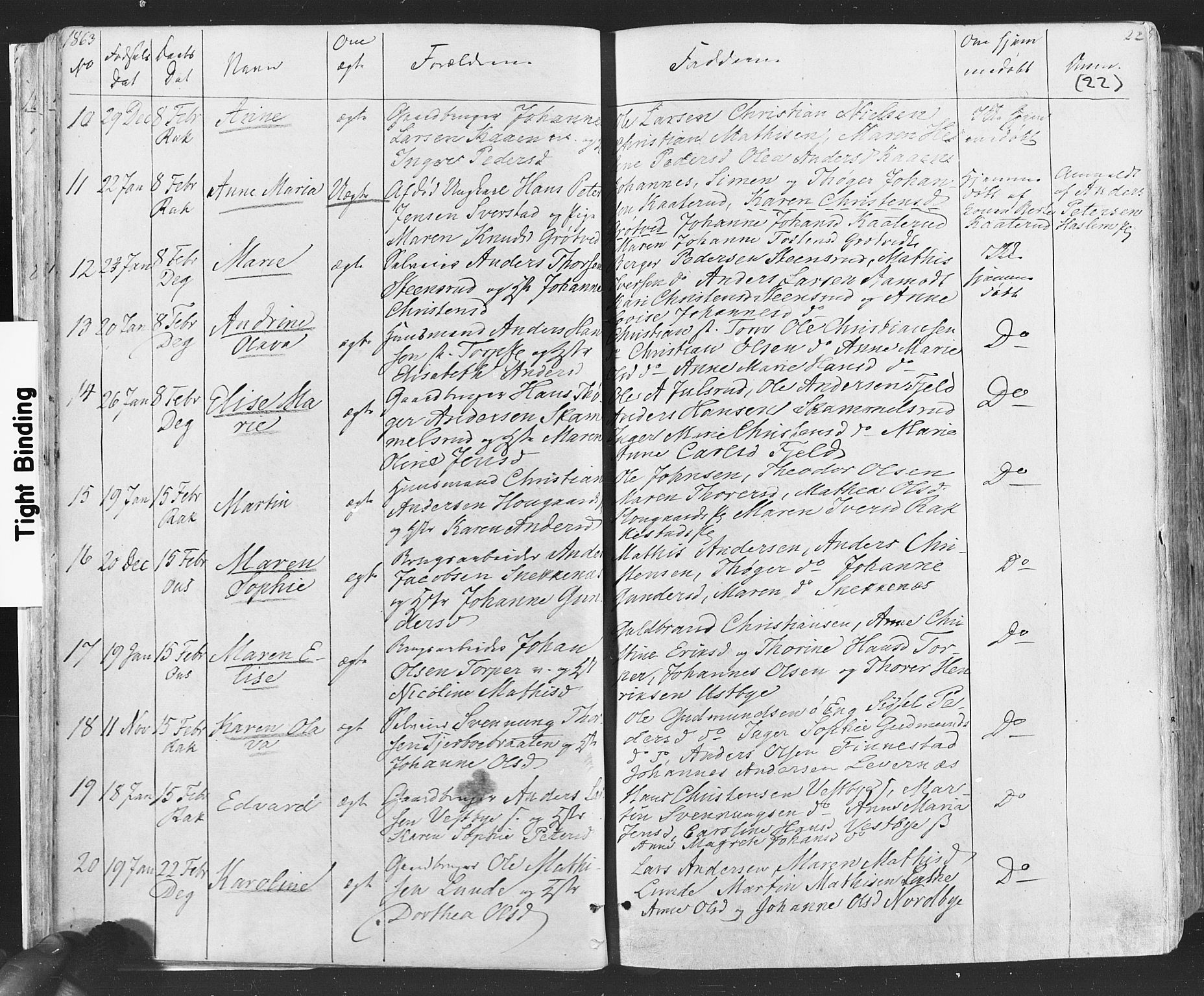 Rakkestad prestekontor Kirkebøker, AV/SAO-A-2008/F/Fa/L0011: Parish register (official) no. I 11, 1862-1877, p. 22