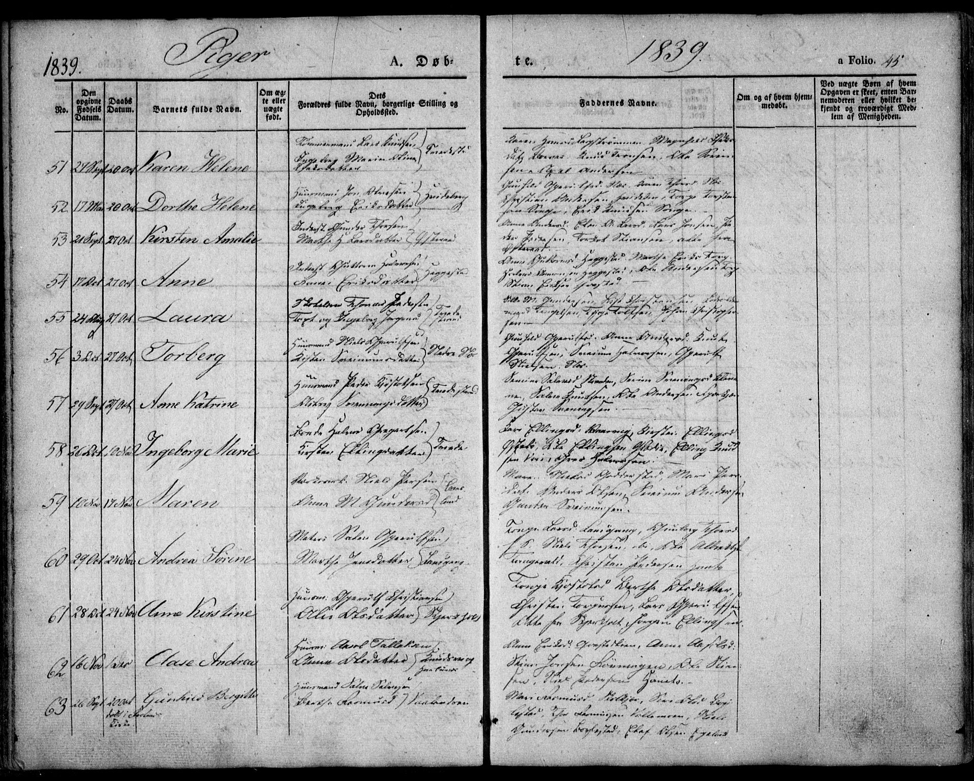 Holt sokneprestkontor, AV/SAK-1111-0021/F/Fa/L0007: Parish register (official) no. A 7, 1836-1848, p. 45