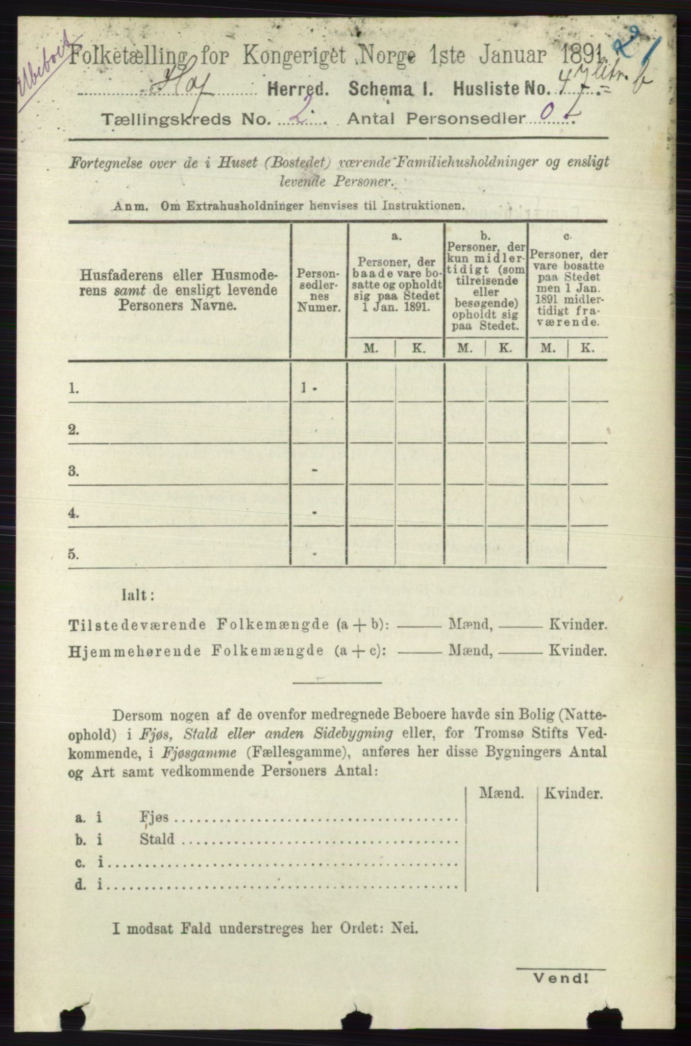 RA, 1891 census for 0714 Hof, 1891, p. 445