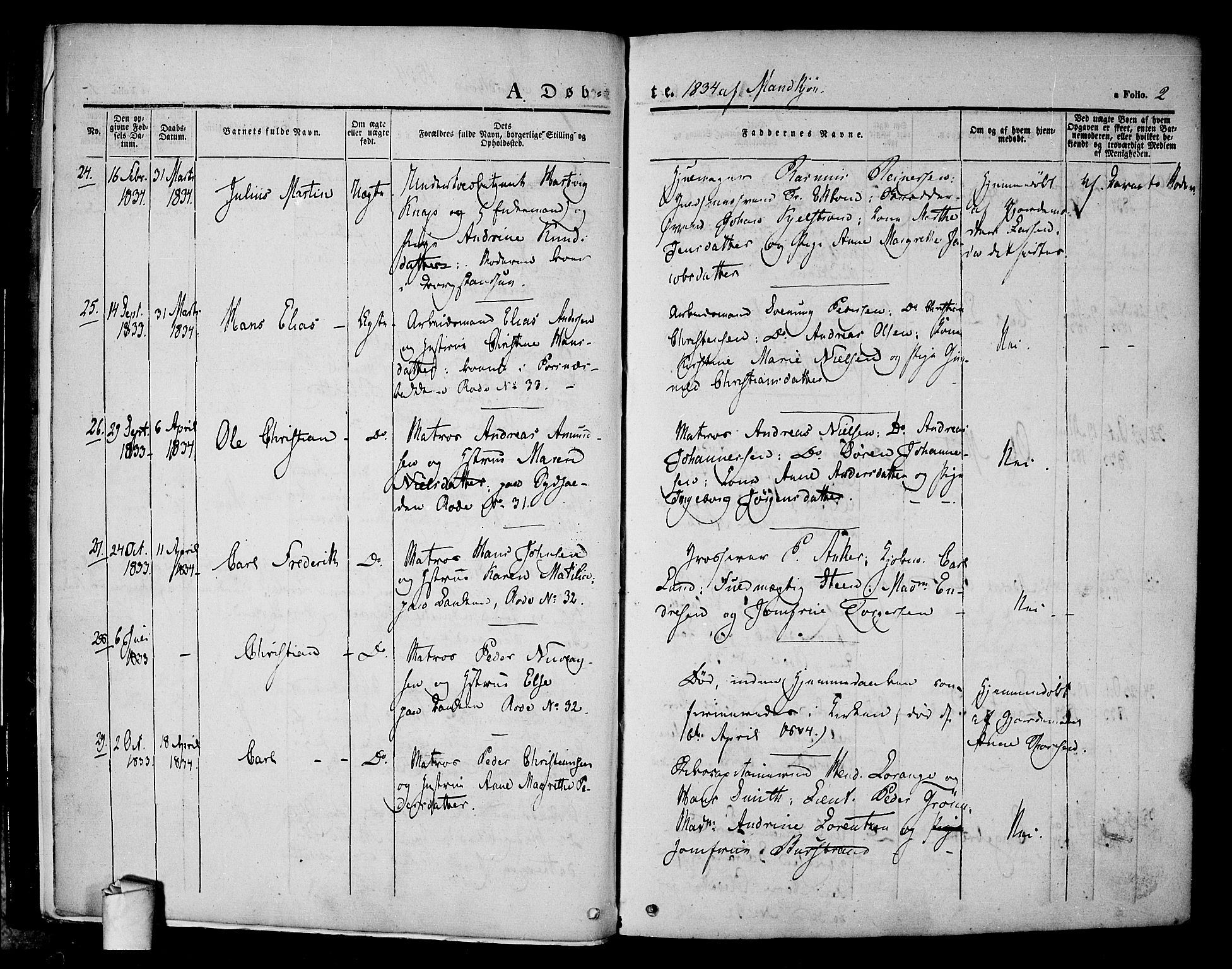 Halden prestekontor Kirkebøker, AV/SAO-A-10909/F/Fa/L0005: Parish register (official) no. I 5, 1834-1845, p. 2