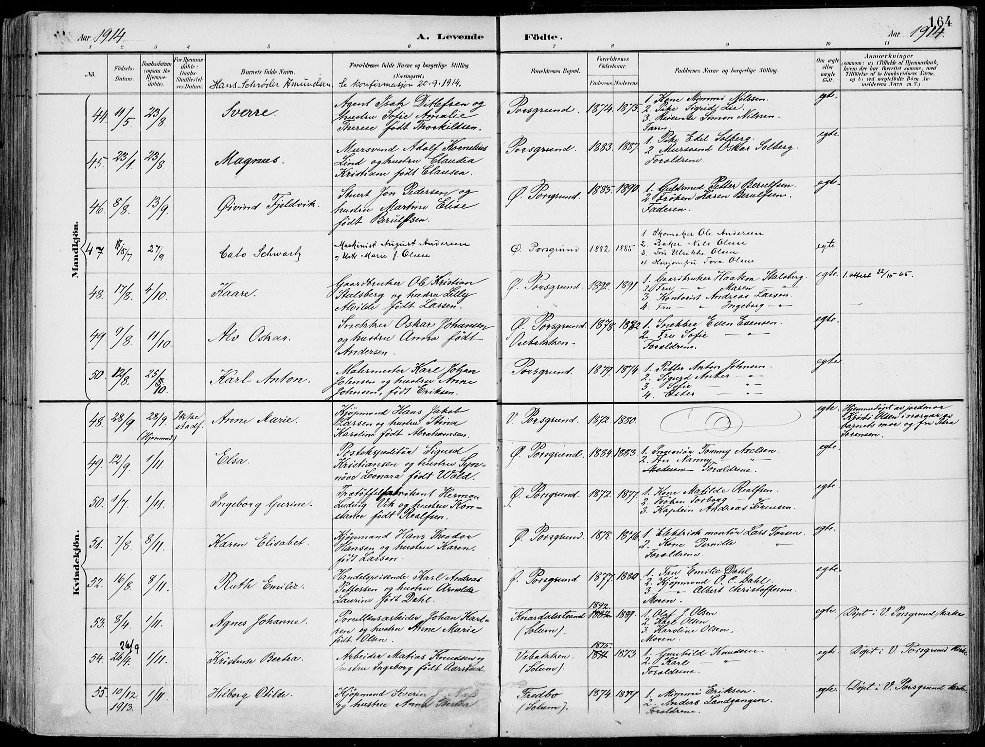 Porsgrunn kirkebøker , AV/SAKO-A-104/F/Fa/L0010: Parish register (official) no. 10, 1895-1919, p. 164