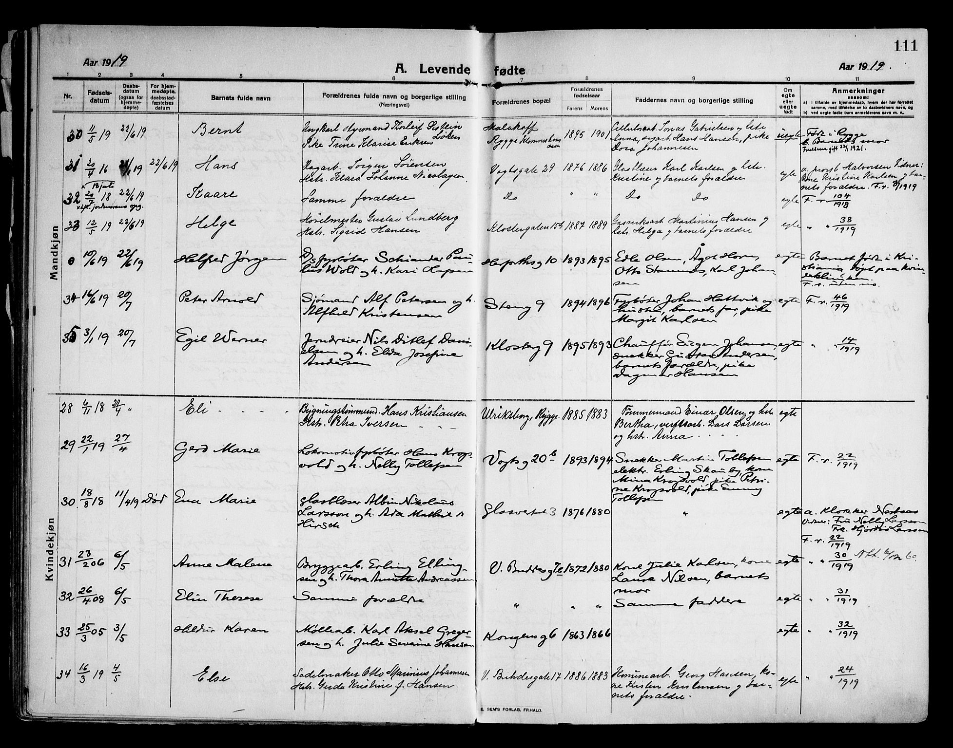 Moss prestekontor Kirkebøker, AV/SAO-A-2003/F/Fb/L0005: Parish register (official) no. II 5, 1913-1923, p. 111