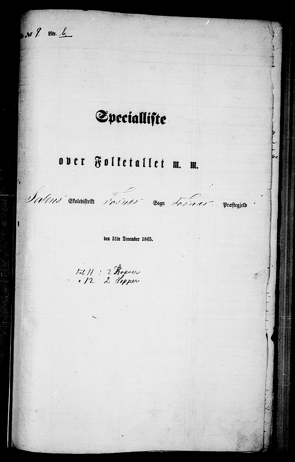 RA, 1865 census for Fosnes, 1865, p. 173