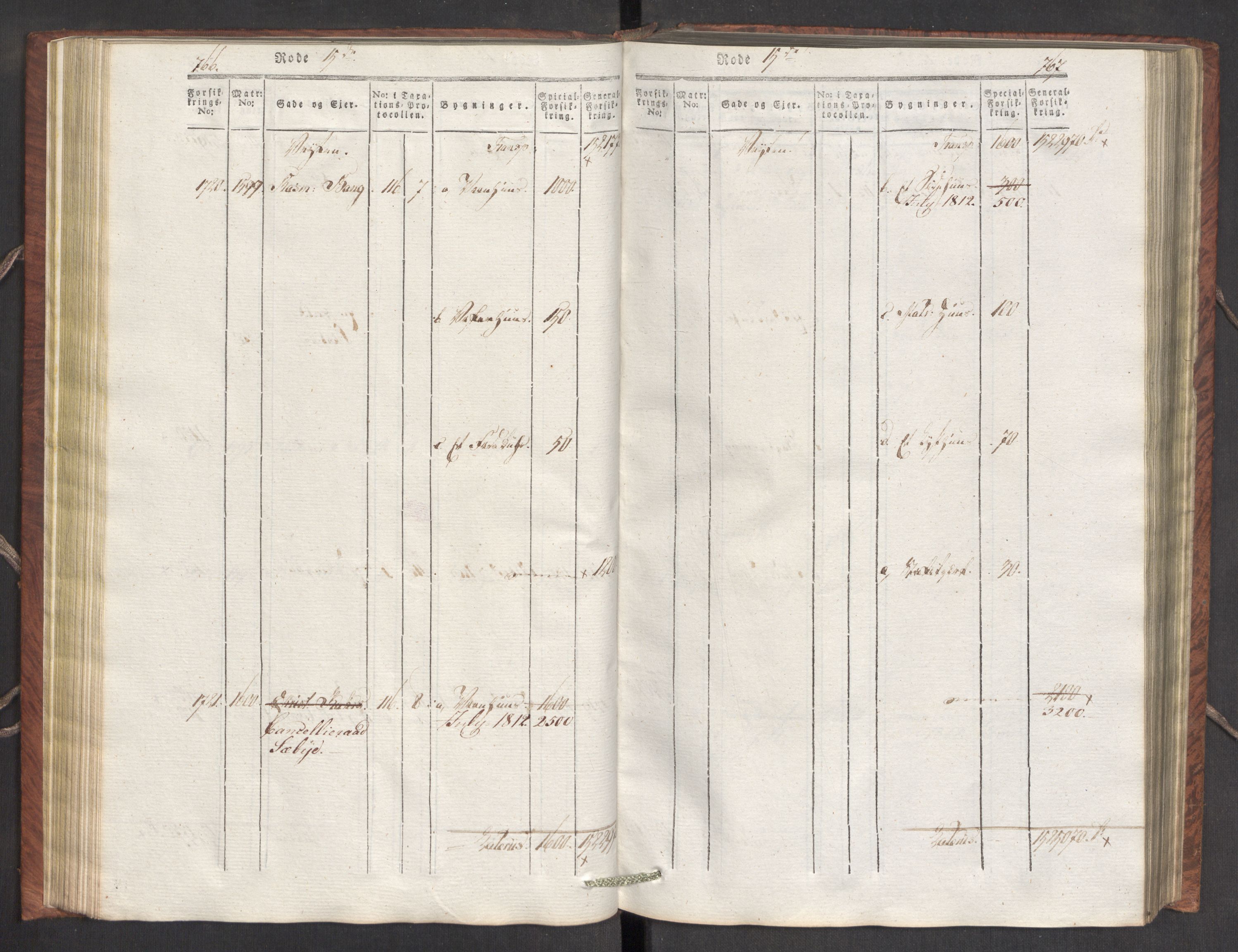 Kommersekollegiet, Brannforsikringskontoret 1767-1814, RA/EA-5458/F/Fa/L0007/0002: Bergen / Branntakstprotokoll, 1807-1817, p. 766-767