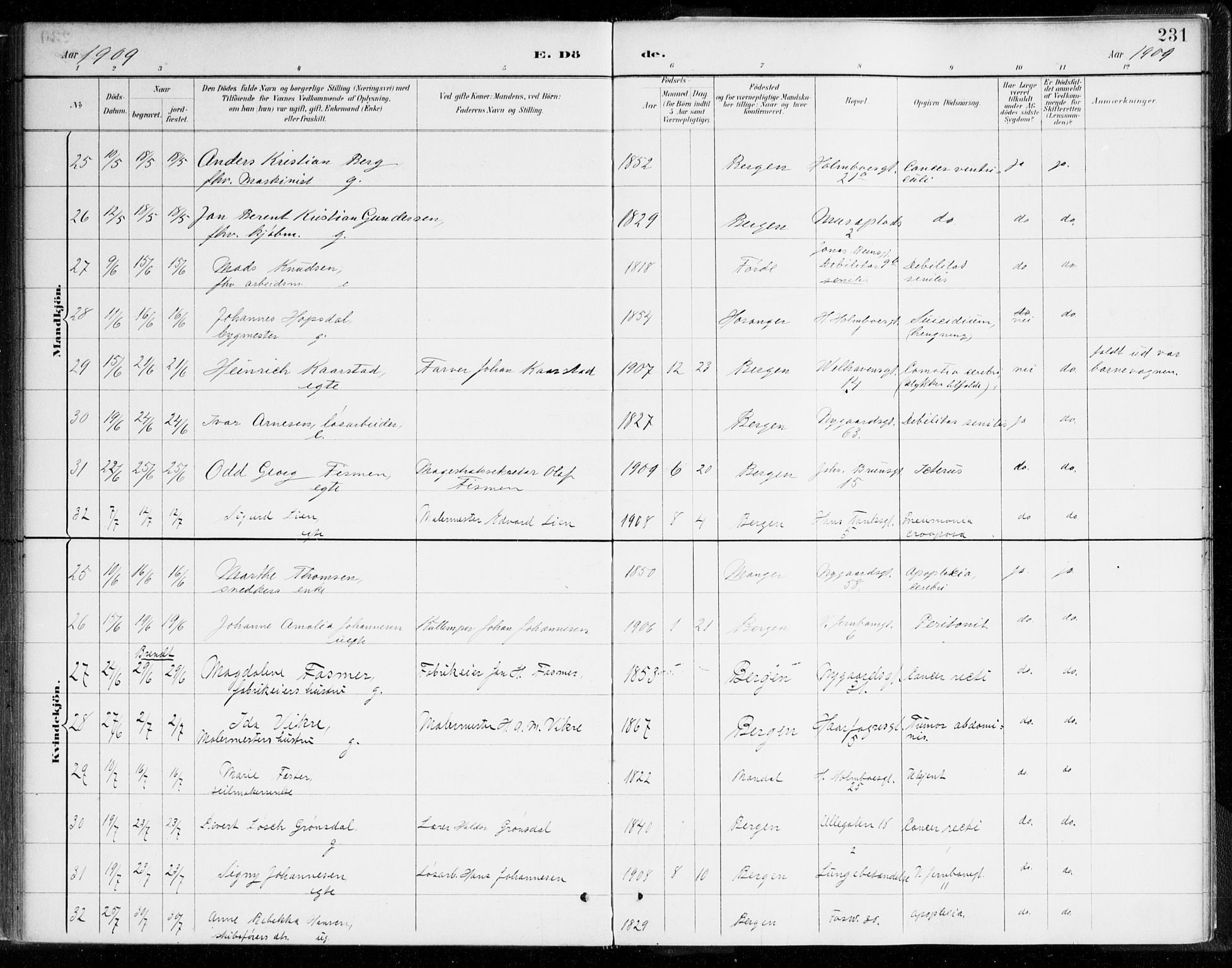 Johanneskirken sokneprestembete, AV/SAB-A-76001/H/Haa/L0019: Parish register (official) no. E 1, 1885-1915, p. 231