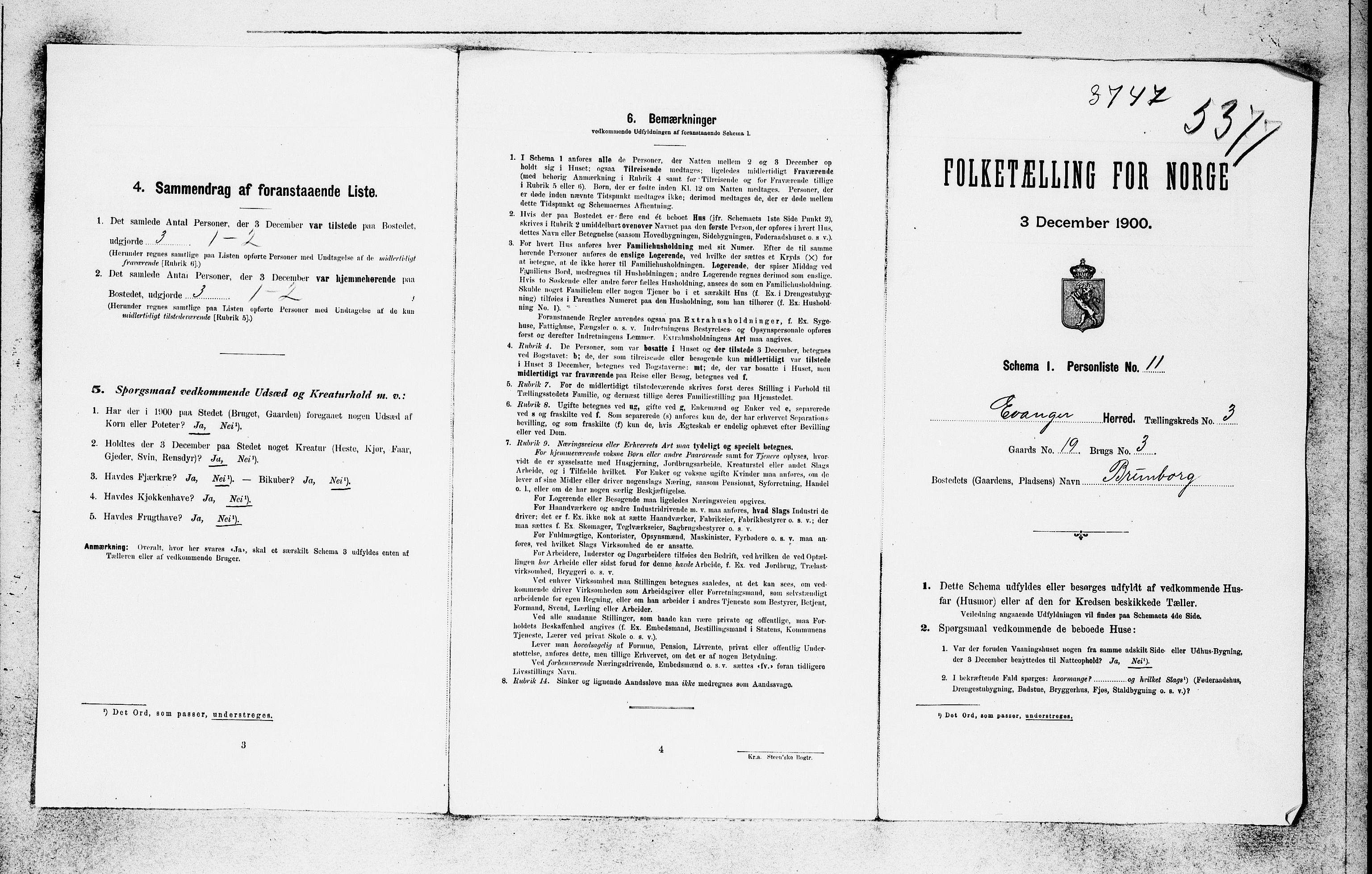 SAB, 1900 census for Evanger, 1900, p. 30