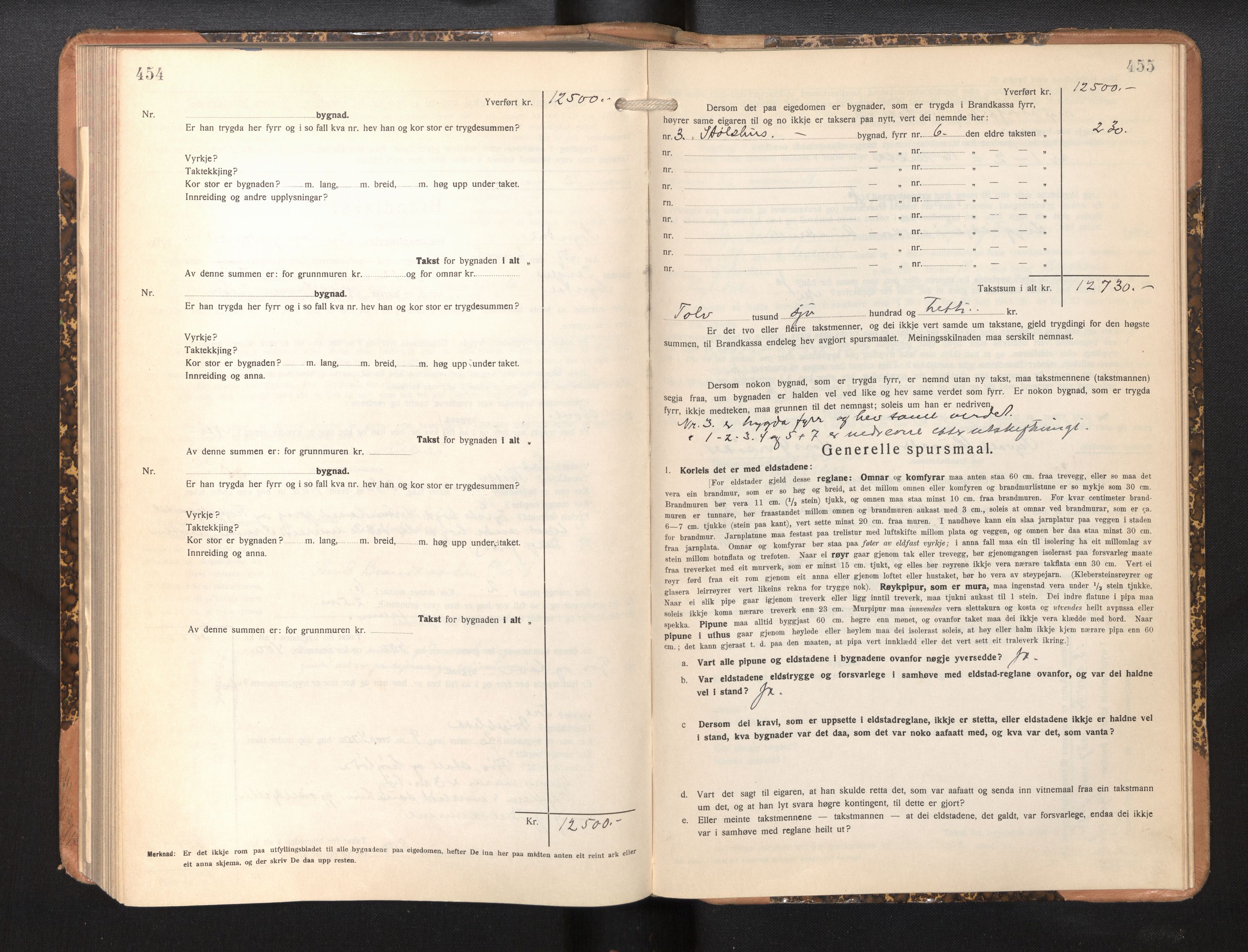 Lensmannen i Sogndal, SAB/A-29901/0012/L0013: Branntakstprotokoll, skjematakst, 1931-1938, p. 454-455