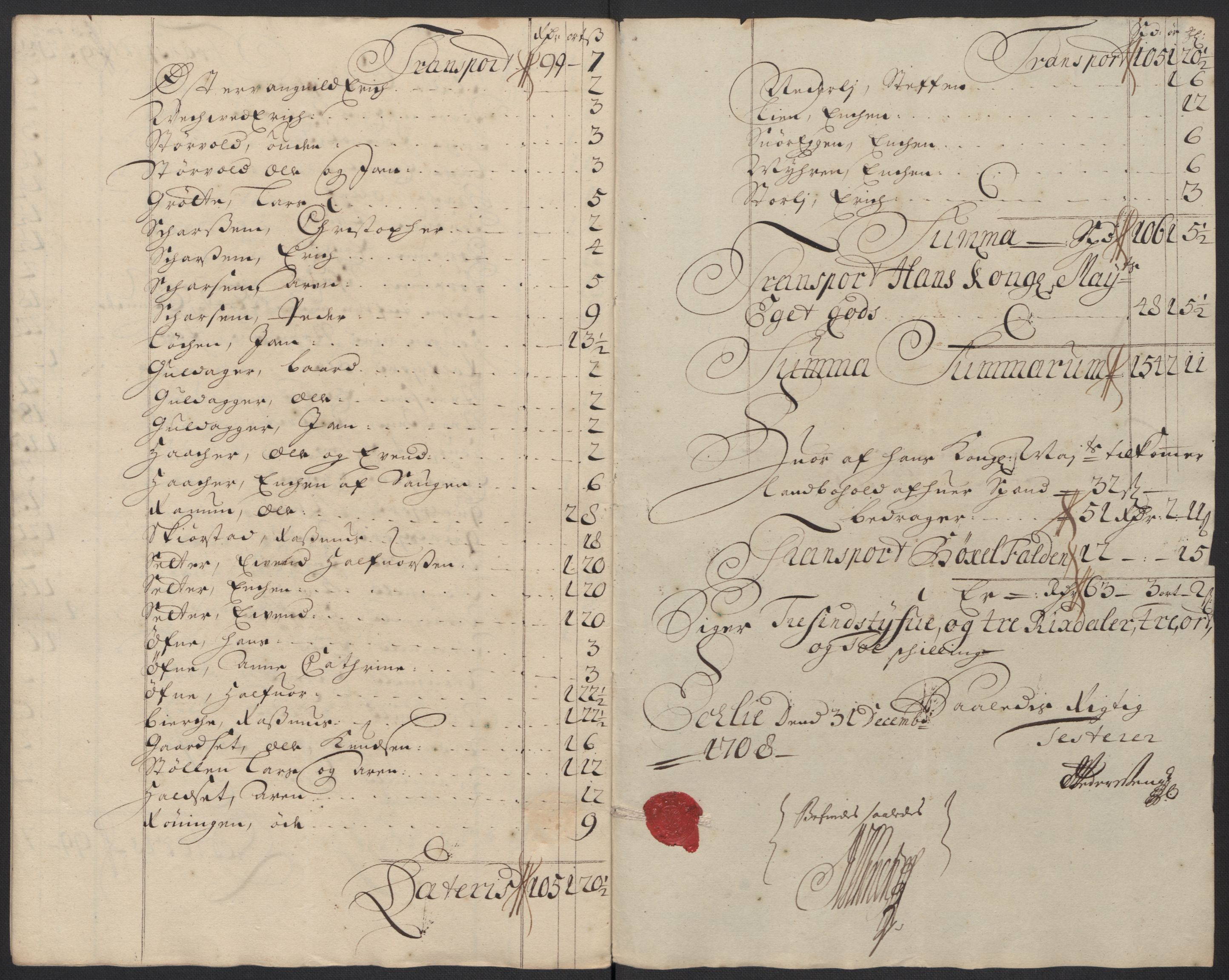 Rentekammeret inntil 1814, Reviderte regnskaper, Fogderegnskap, RA/EA-4092/R60/L3958: Fogderegnskap Orkdal og Gauldal, 1708, p. 289