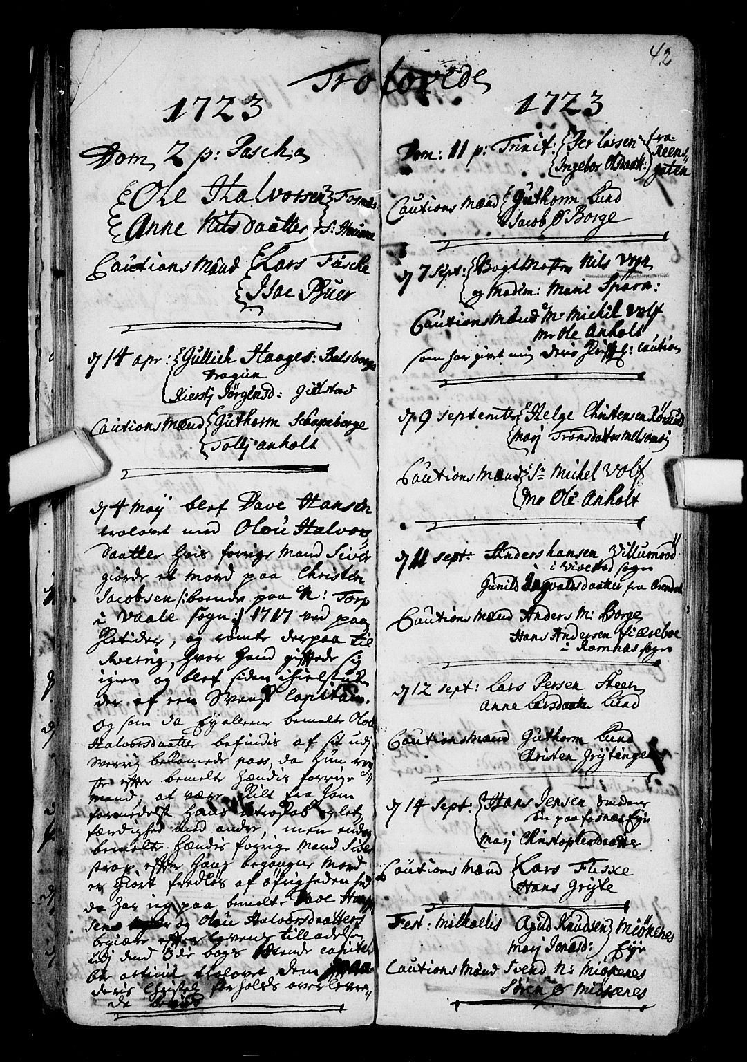 Stokke kirkebøker, AV/SAKO-A-320/F/Fa/L0001: Parish register (official) no. I 1, 1717-1733, p. 42