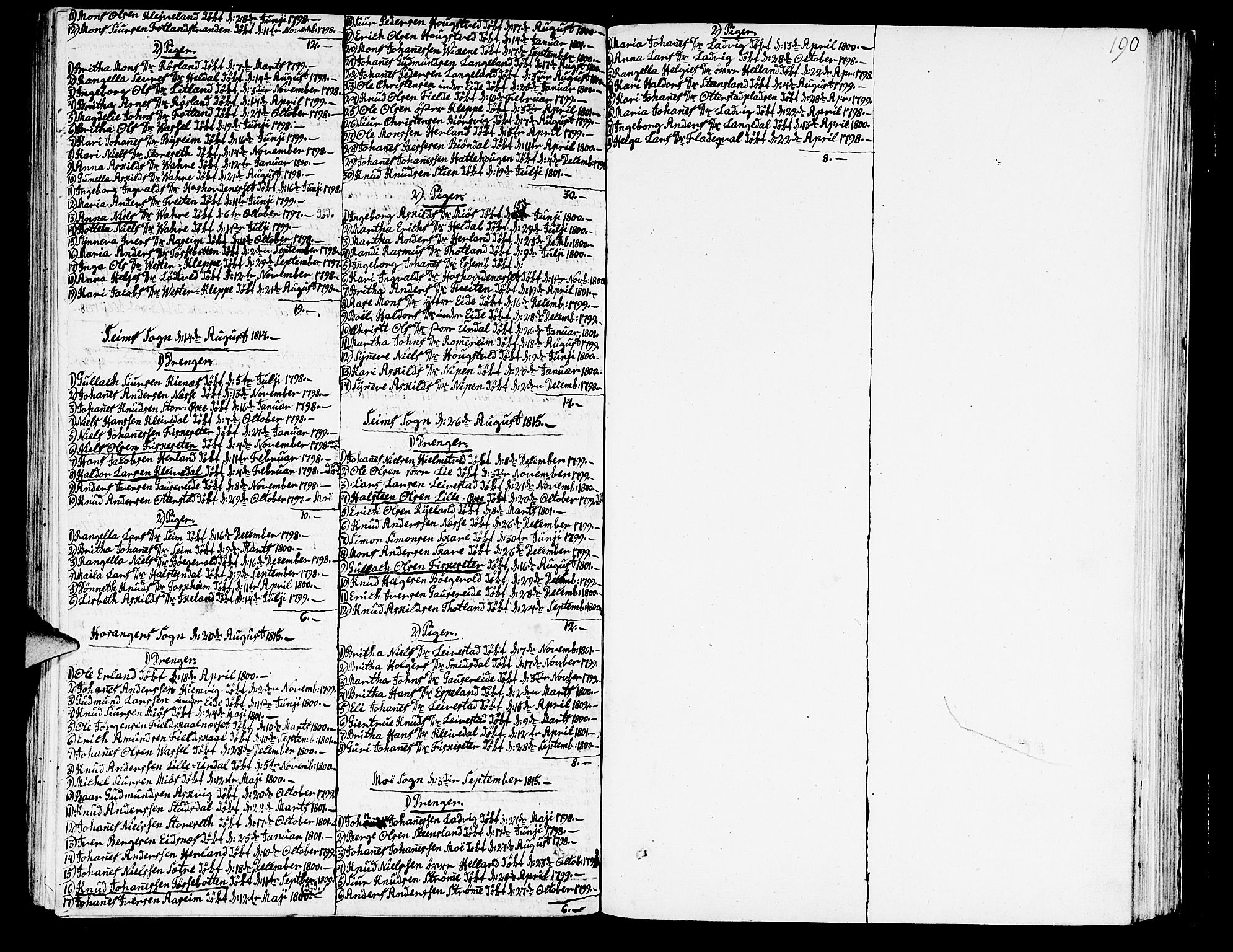 Hosanger sokneprestembete, SAB/A-75801/H/Haa: Parish register (official) no. A 4, 1811-1821, p. 190