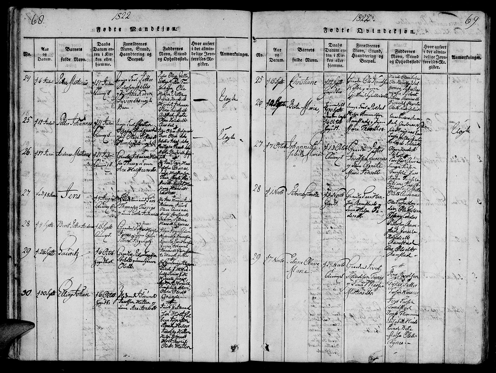 Ministerialprotokoller, klokkerbøker og fødselsregistre - Møre og Romsdal, AV/SAT-A-1454/522/L0310: Parish register (official) no. 522A05, 1816-1832, p. 68-69