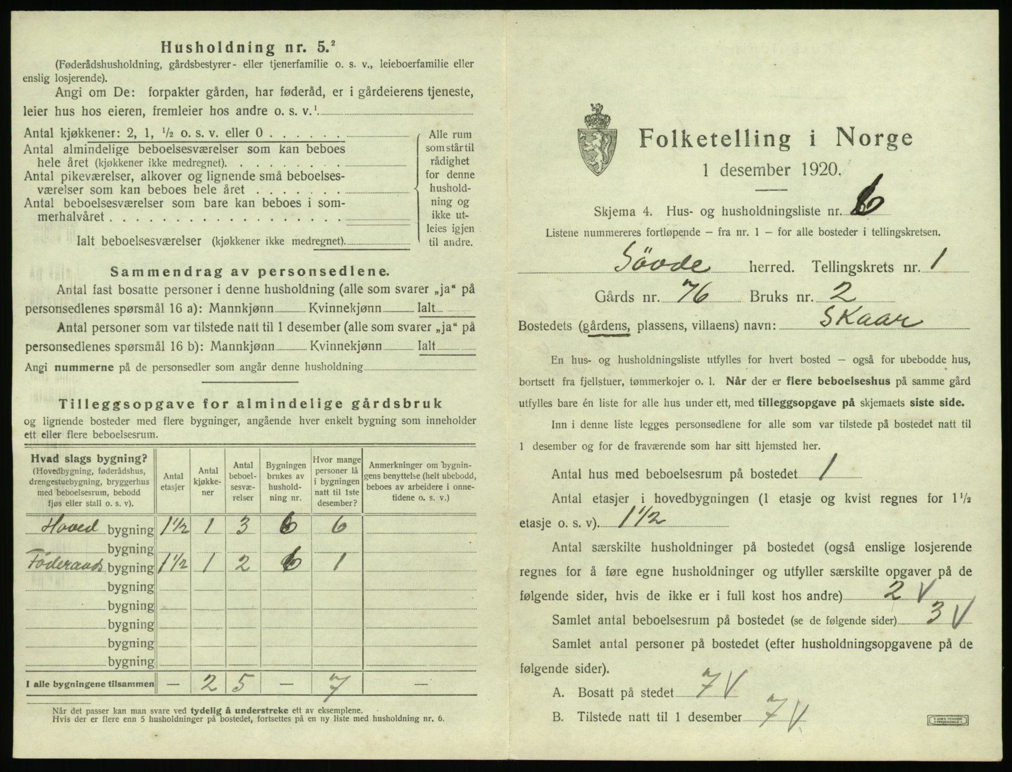 SAT, 1920 census for Syvde, 1920, p. 46