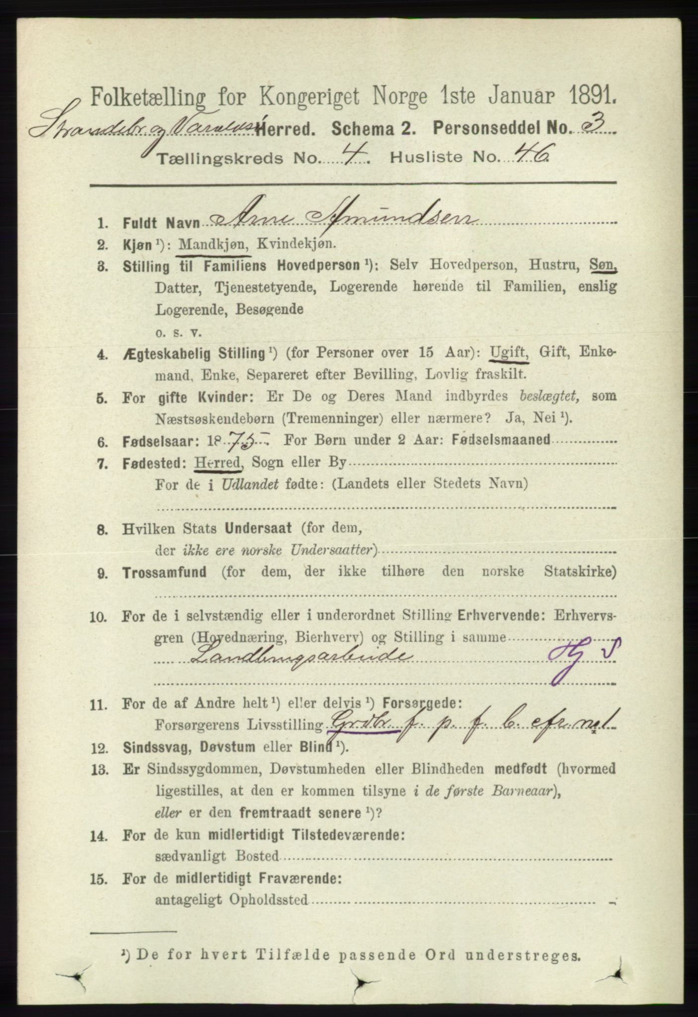 RA, 1891 census for 1226 Strandebarm og Varaldsøy, 1891, p. 1705